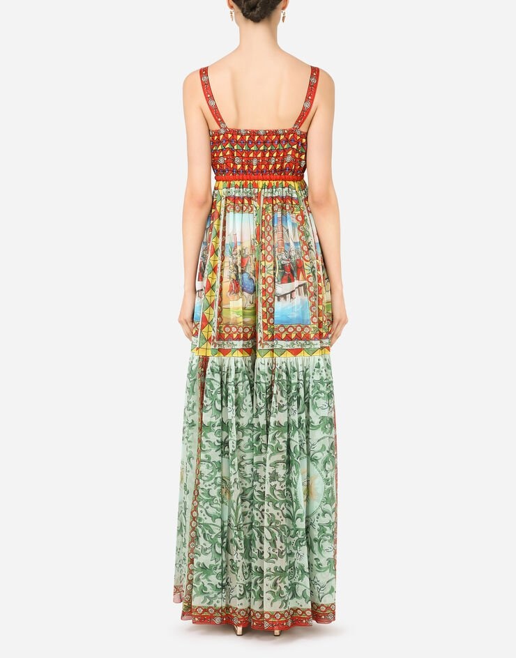 Long Carretto-print chiffon dress - 2