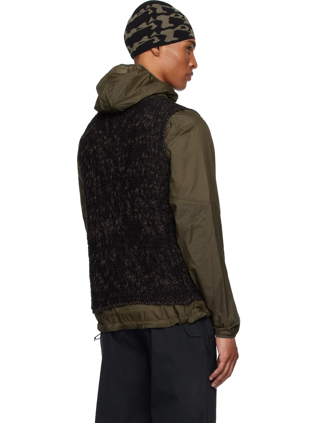 Black & Brown Vortex Crewneck Vest - 3