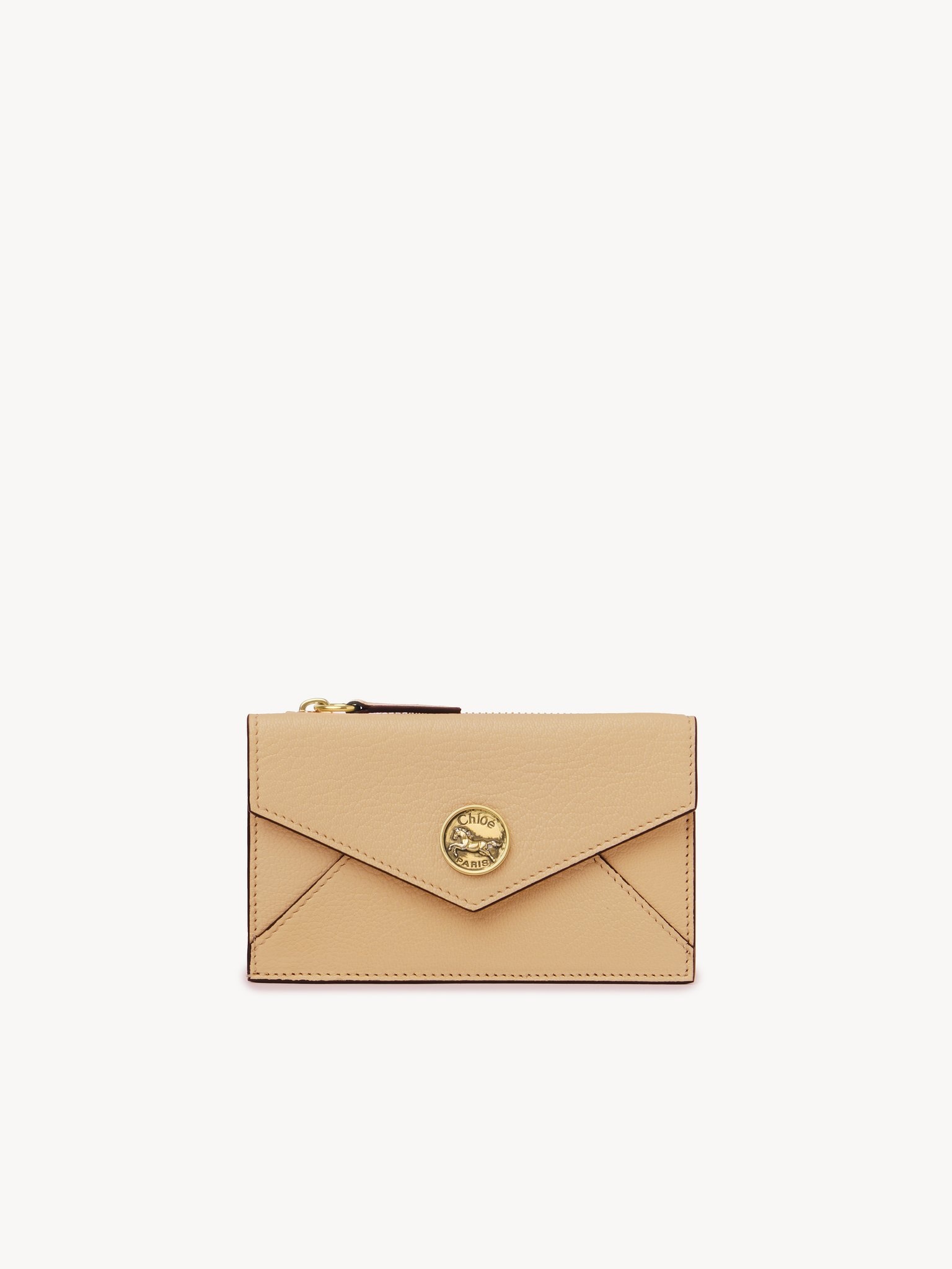 SMALL ENVELOPE PURSE WITH CARD SLOTS IN GRAINED LEATHER - 1