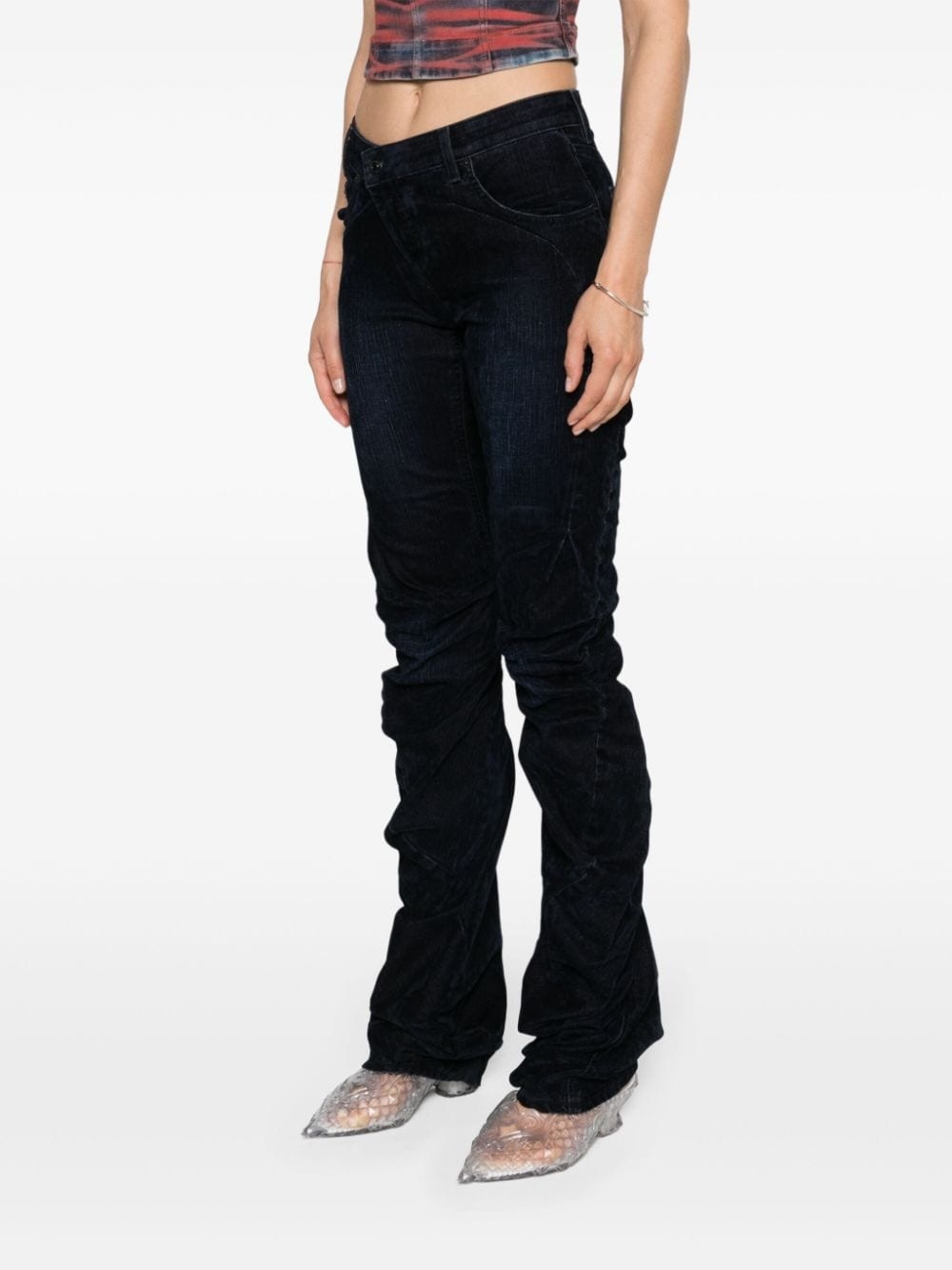 draped velvet jeans - 3