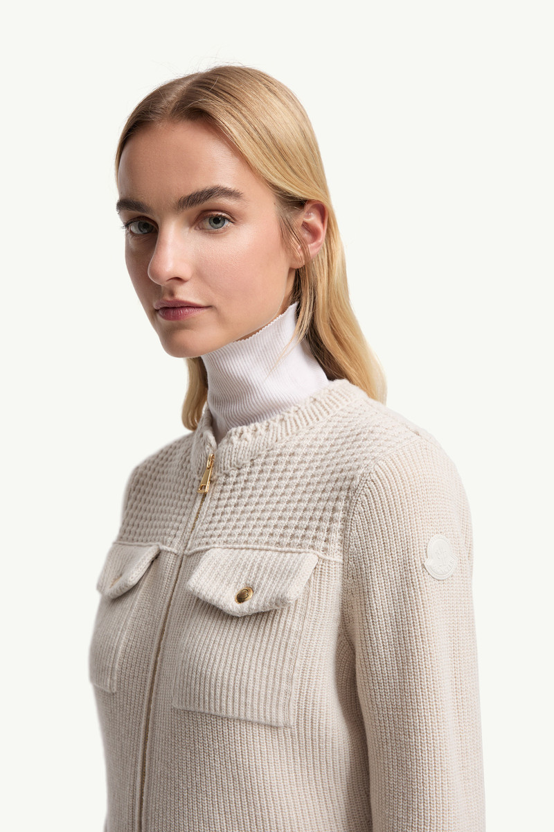 Padded Wool Zip-Up Cardigan 4