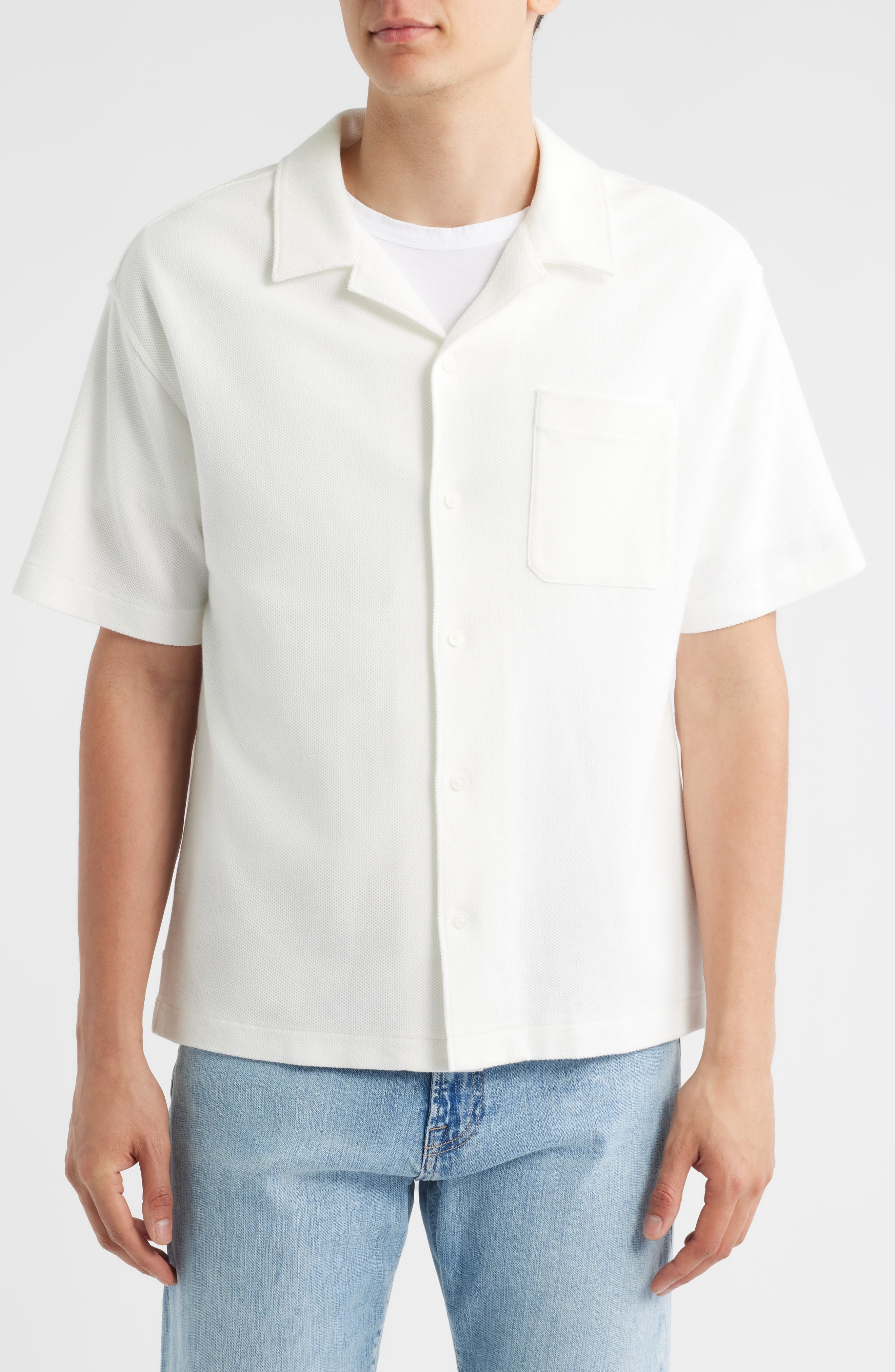 FRAME Relaxed Jacquard Camp Shirt in White at Nordstrom - 2