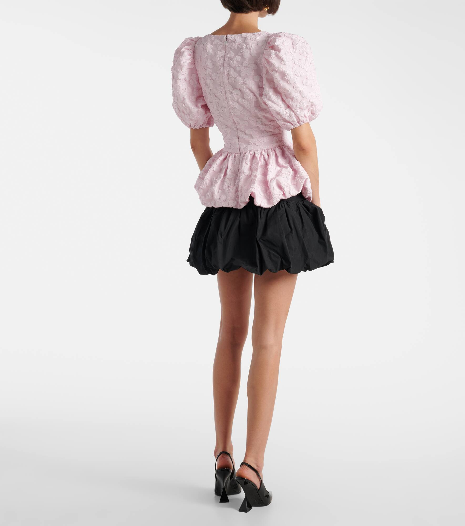 Cutout jacquard peplum top - 3