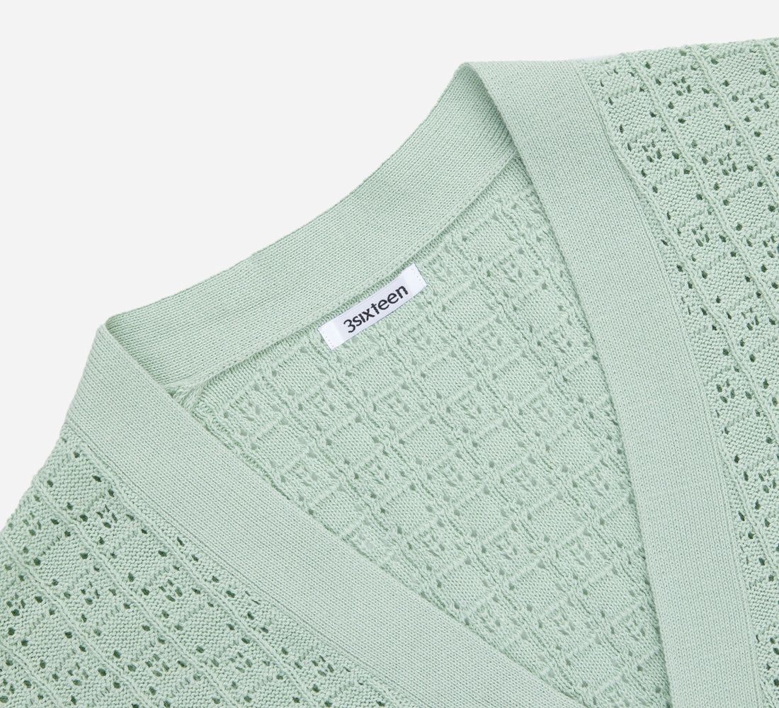 Classic Cardigan - Seafoam Domino - 4