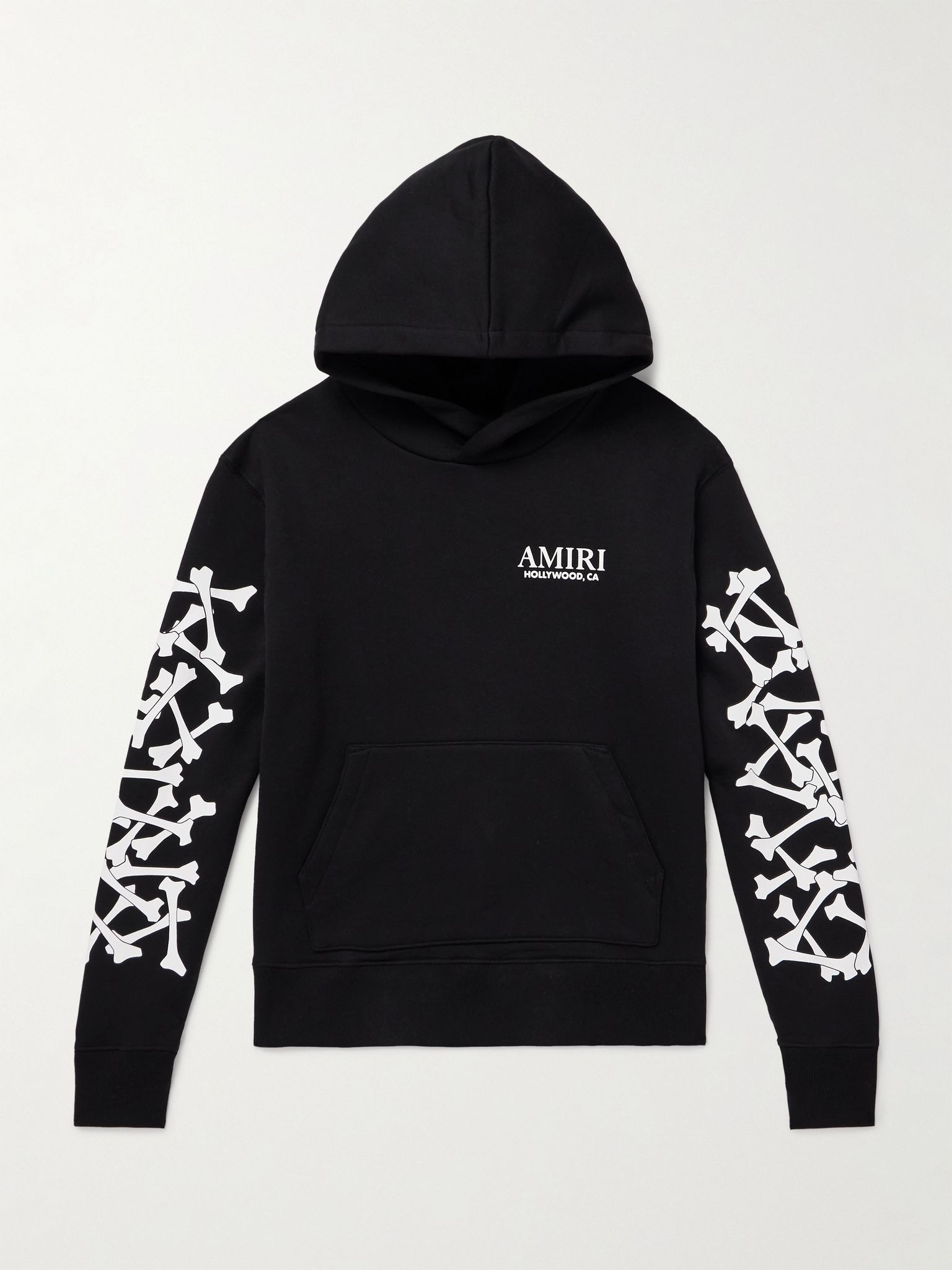 Bones Stacked Logo-Appliquéd Printed Cotton-Jersey Hoodie Black - 1