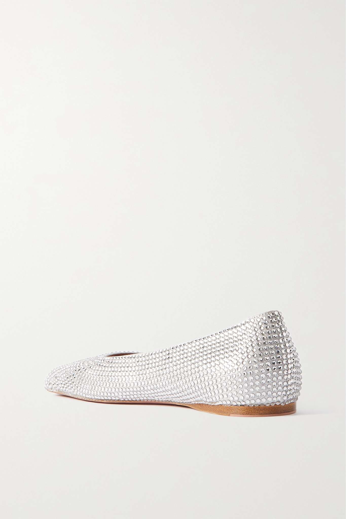 Ane crystal-embellished metallic suede ballet flats - 3