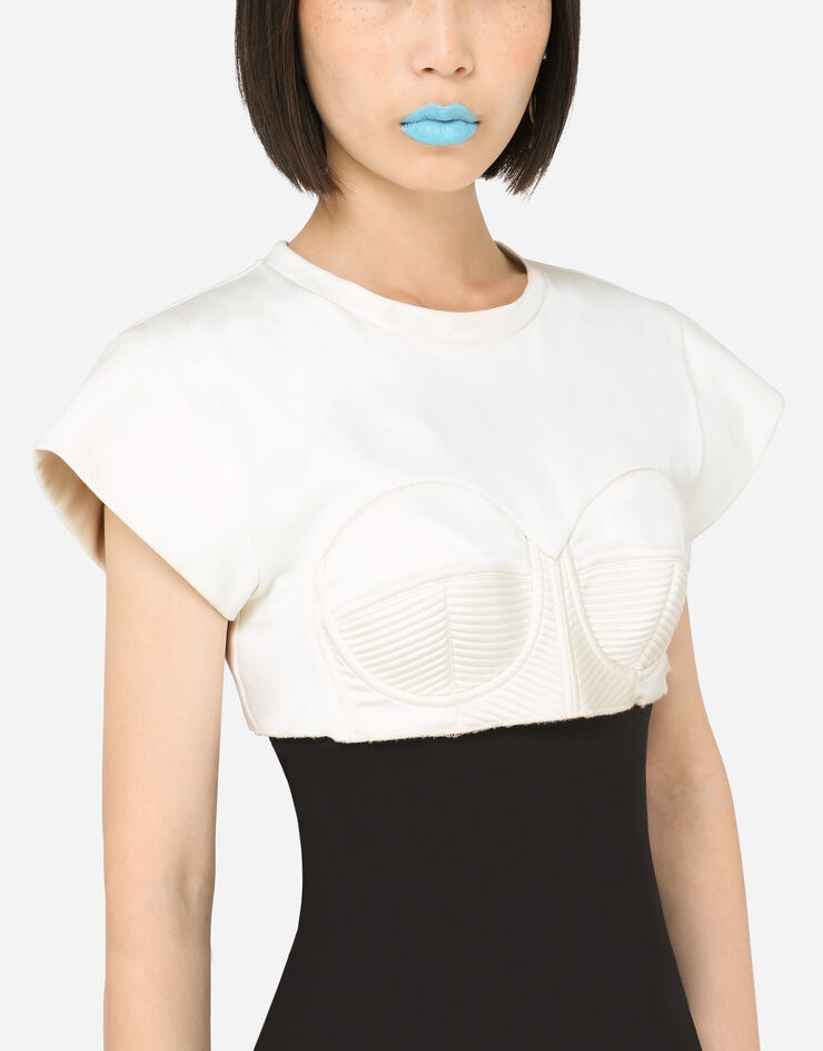 Cropped jersey T-shirt with bustier details - 4