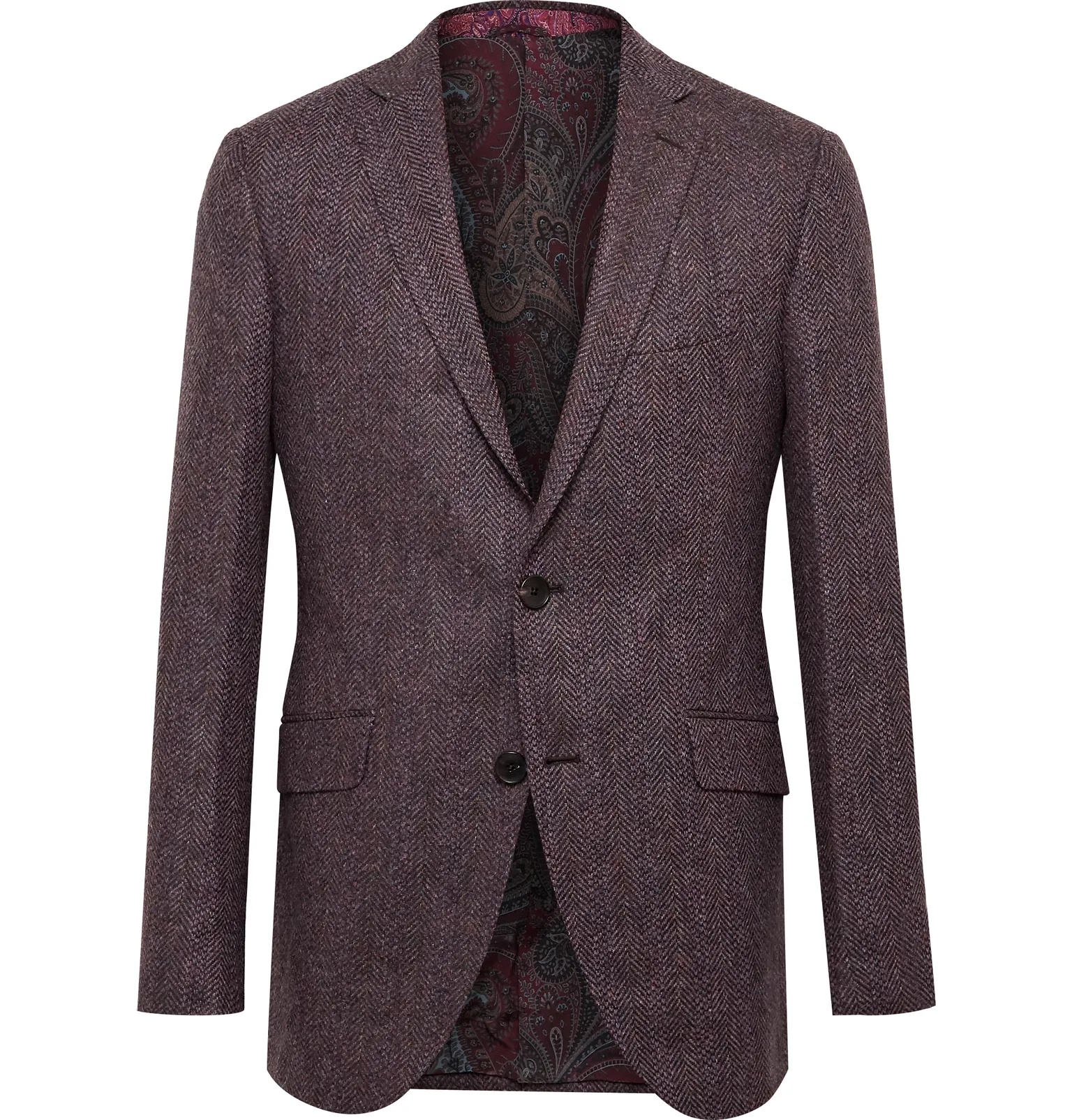 Unstructured Herringbone Wool Blazer - 1