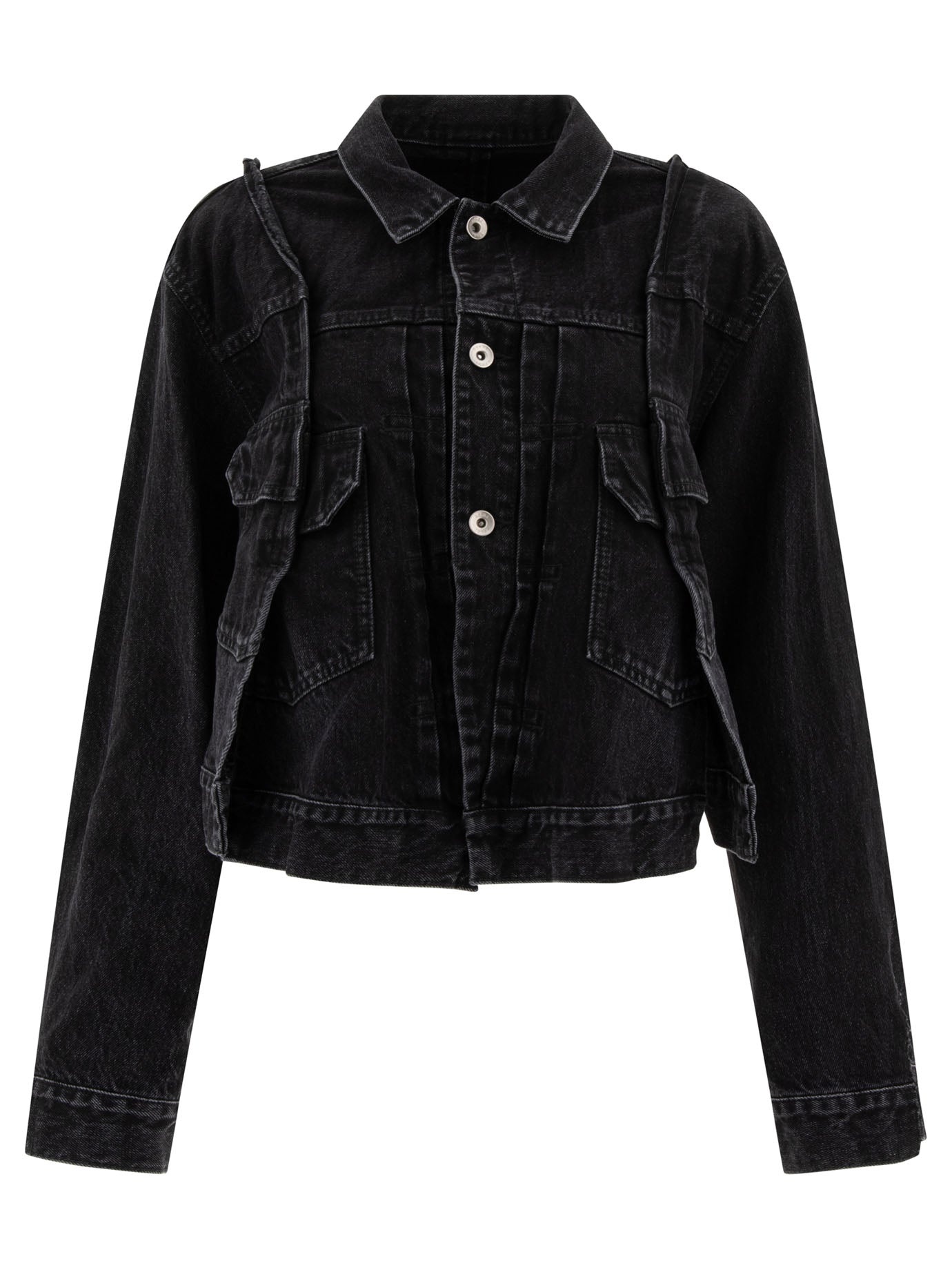 Panelled Denim Jacket Jackets Black - 1