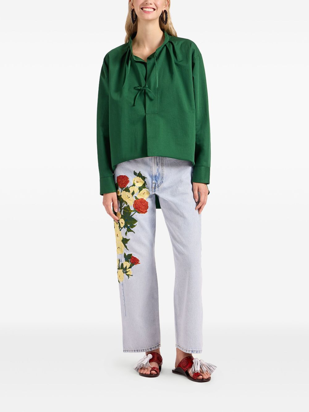 The Barrel embroidered-floral jeans - 2