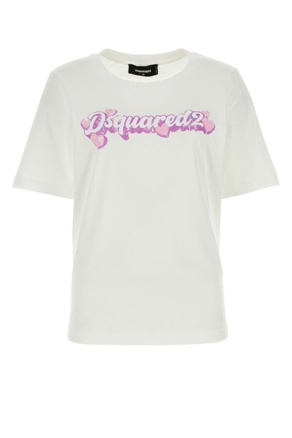 Dsquared Woman White Cotton T-Shirt - 1