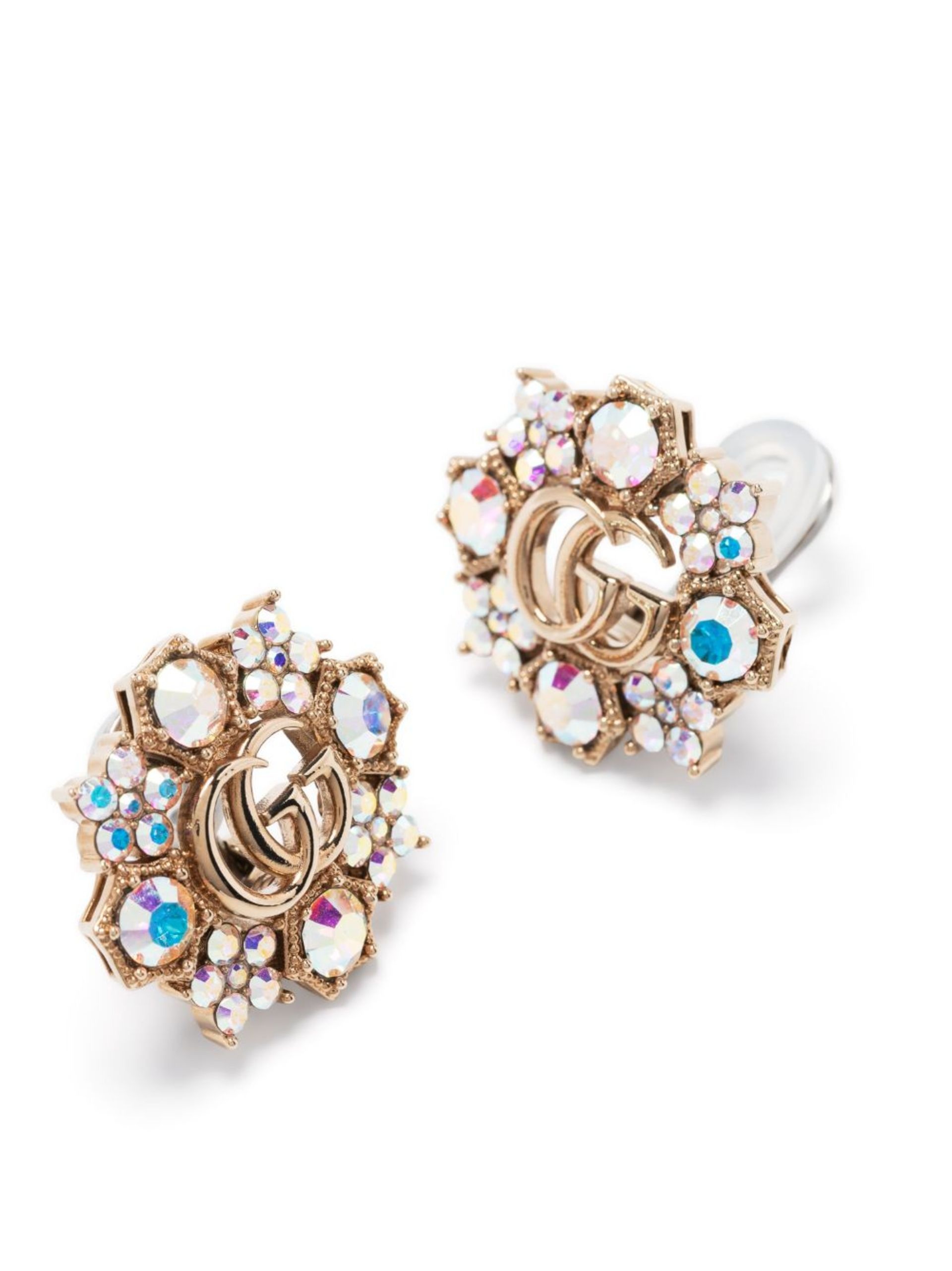 Gold-tone GG Crystal Flower Earrings - 3