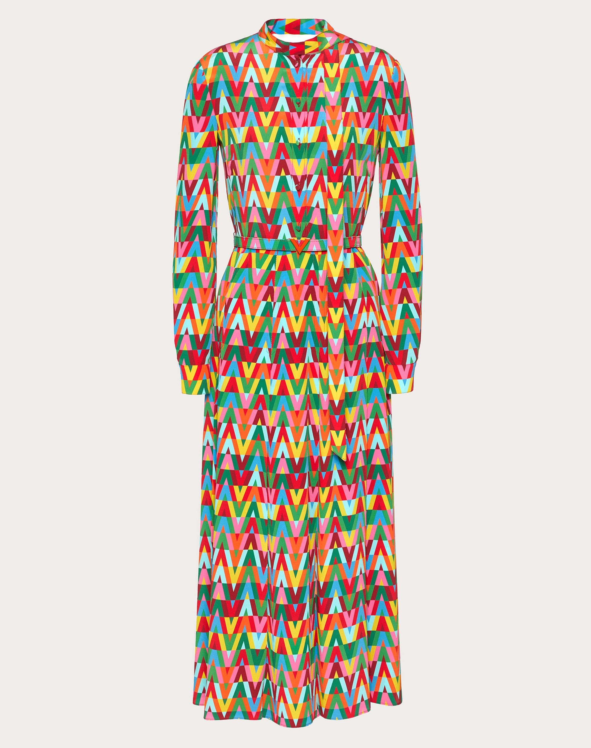 PRINTED CREPE DE CHINE DRESS - 1