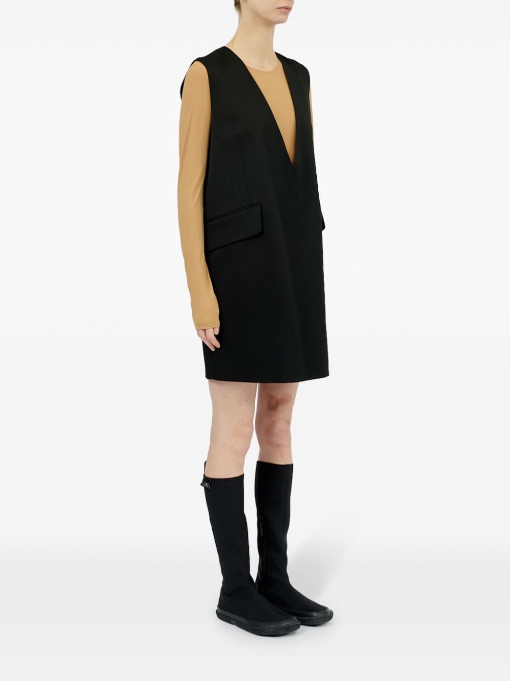 plunging v-neck mini dress - 3