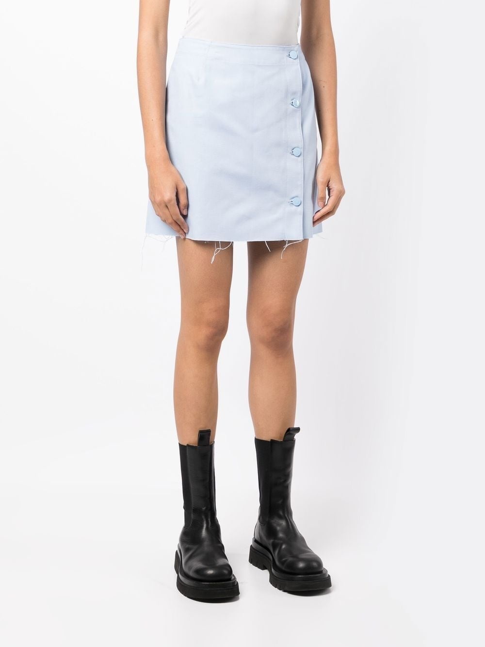 frayed-hem denim miniskirt - 3