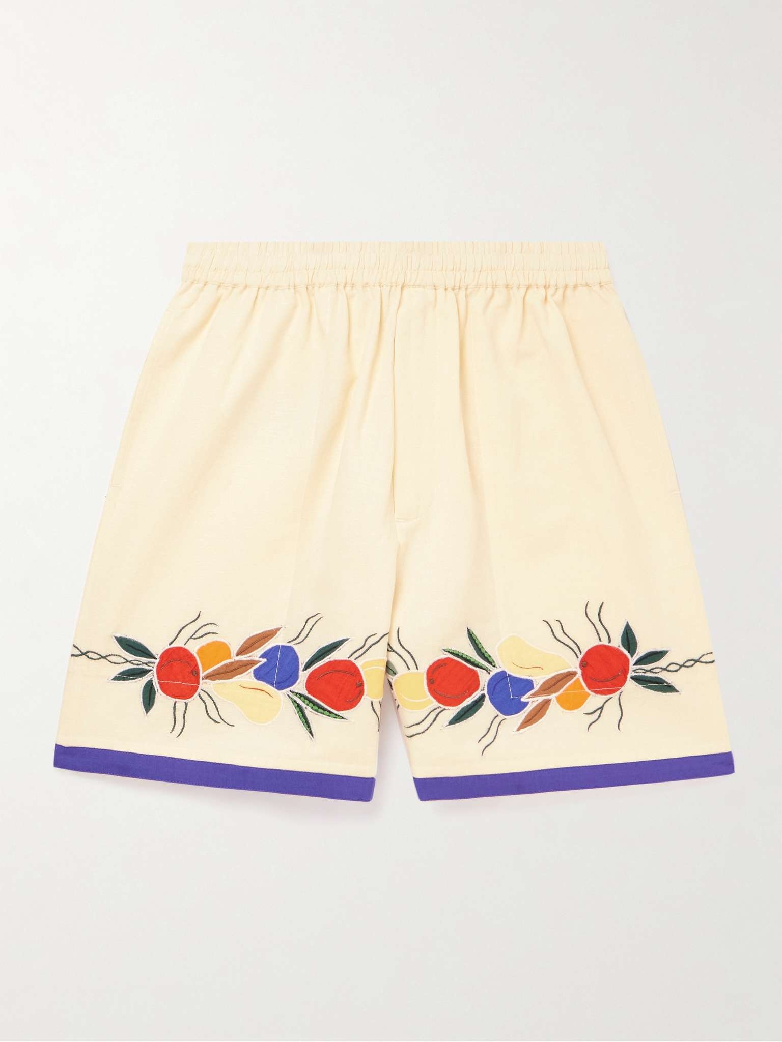 Wide-Leg Embroidered Linen and Cotton-Blend Shorts - 1
