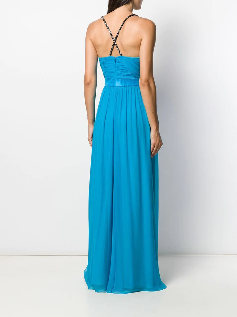sequinned neckline long dress 4
