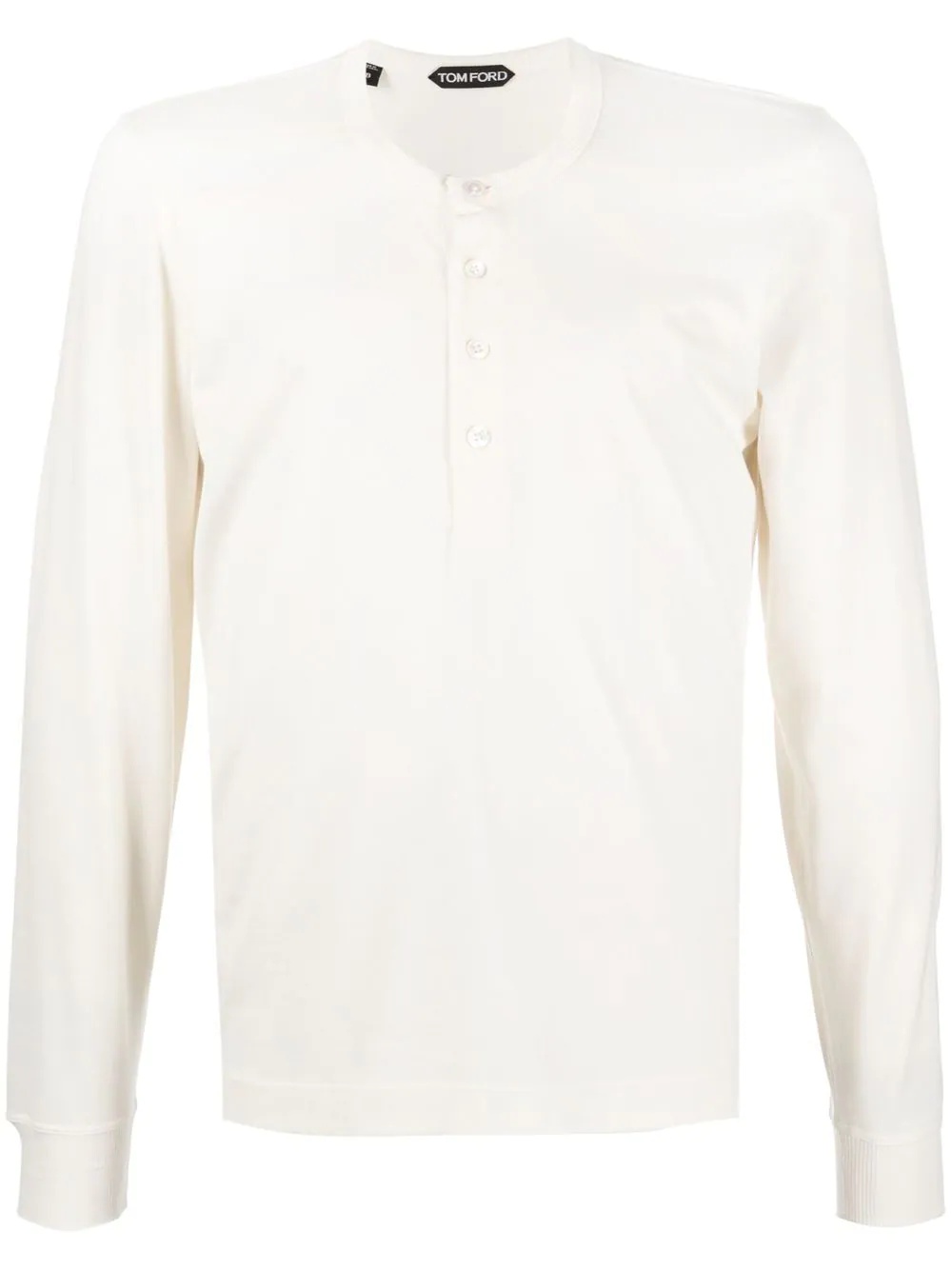 Henley-neck long-sleeve T-shirt - 1