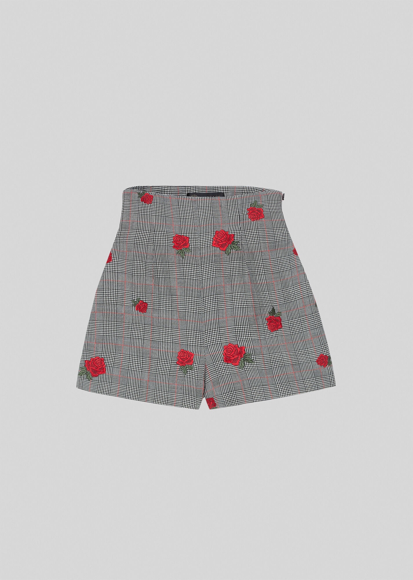 Embroidered Roses Wool Shorts - 1