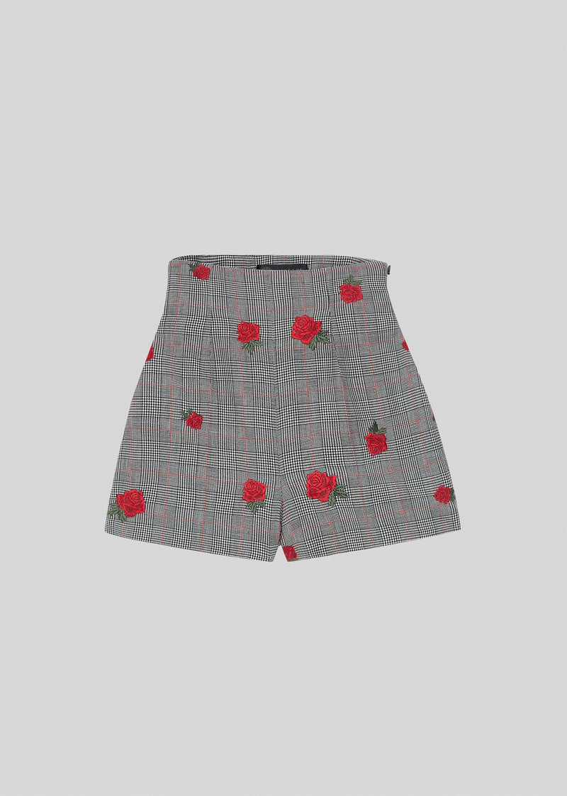 Embroidered Roses Wool Shorts 1