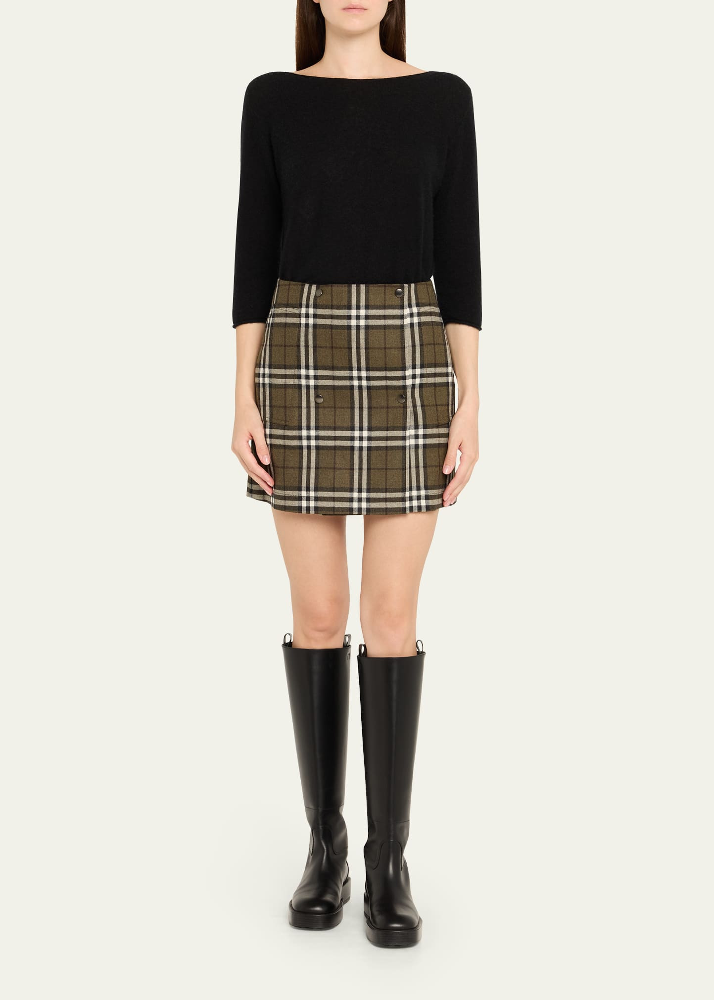 Check Double-Breasted Mini Skirt - 2