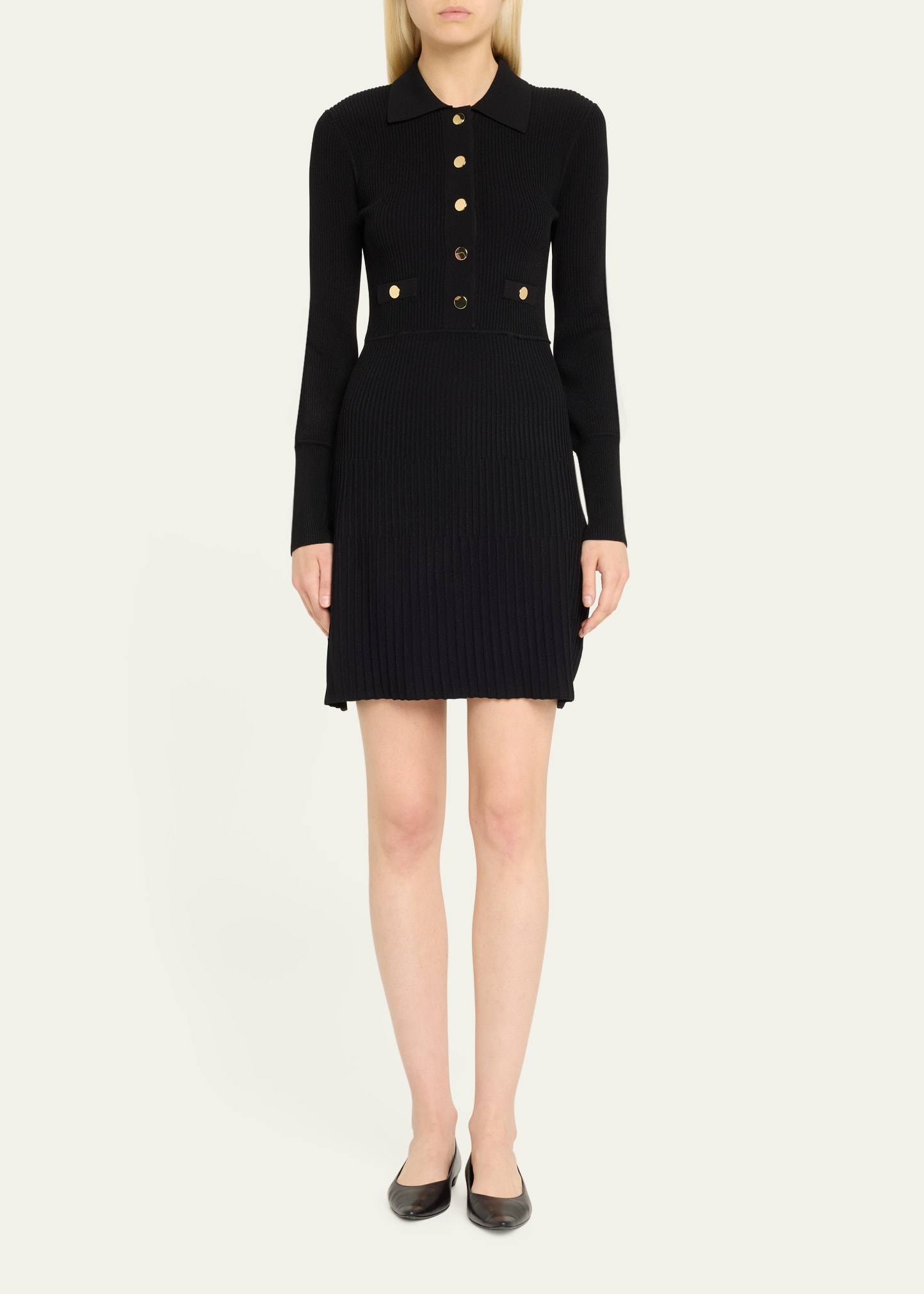 Lauper Long-Sleeve Ribbed Mini Dress - 2