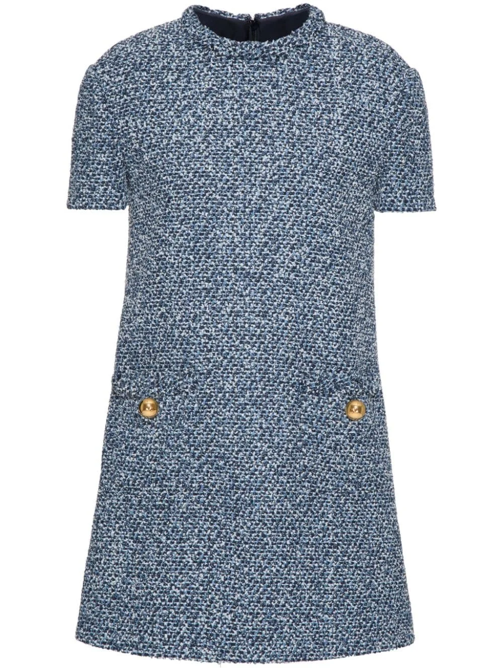 short-sleeve tweed minidress - 1