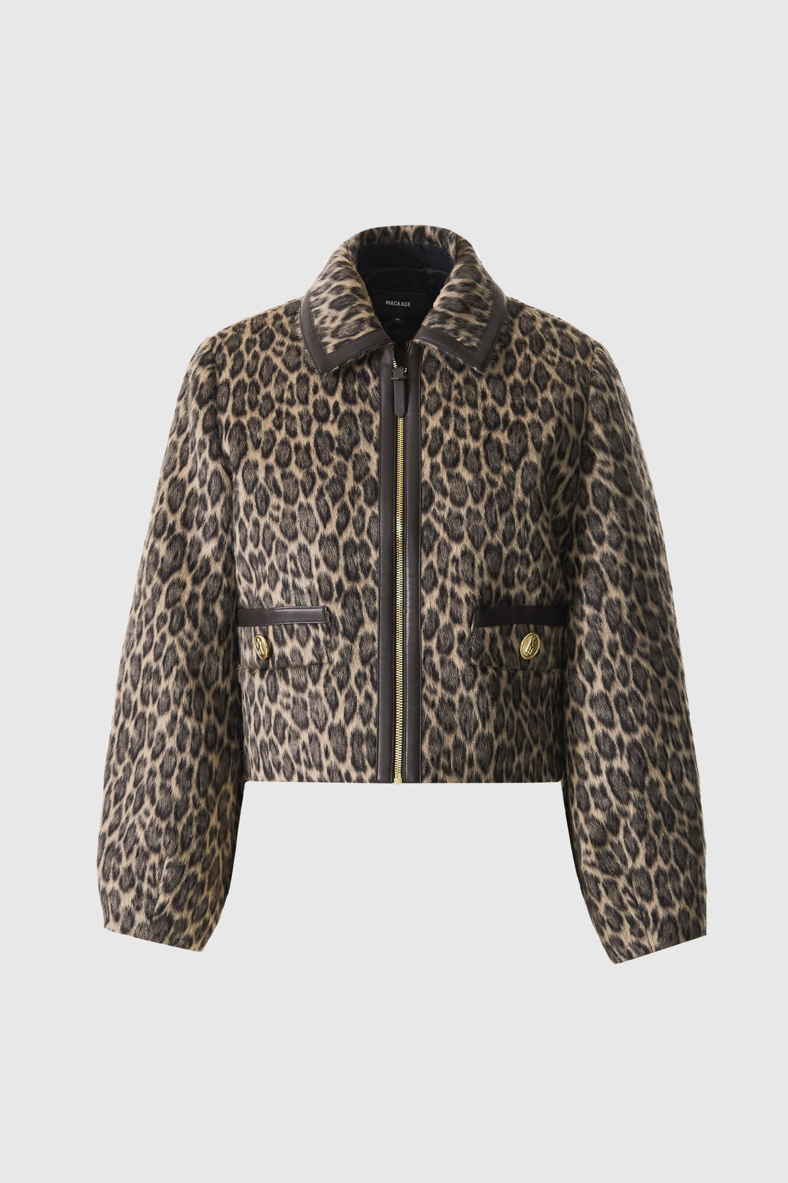 LORAH-A Animal-Print Cropped Leather Jacket - 2