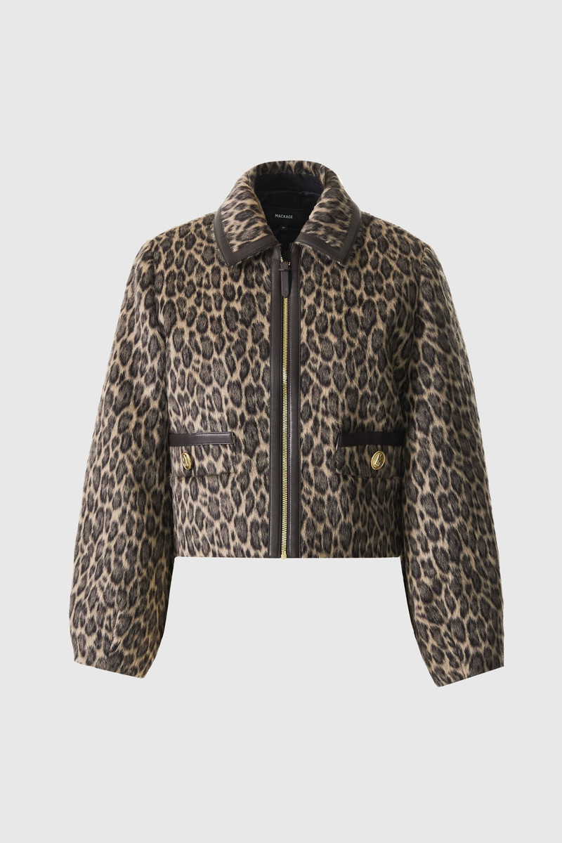 MACKAGE LORAH-A Animal-Print Cropped Leather Jacket outlook