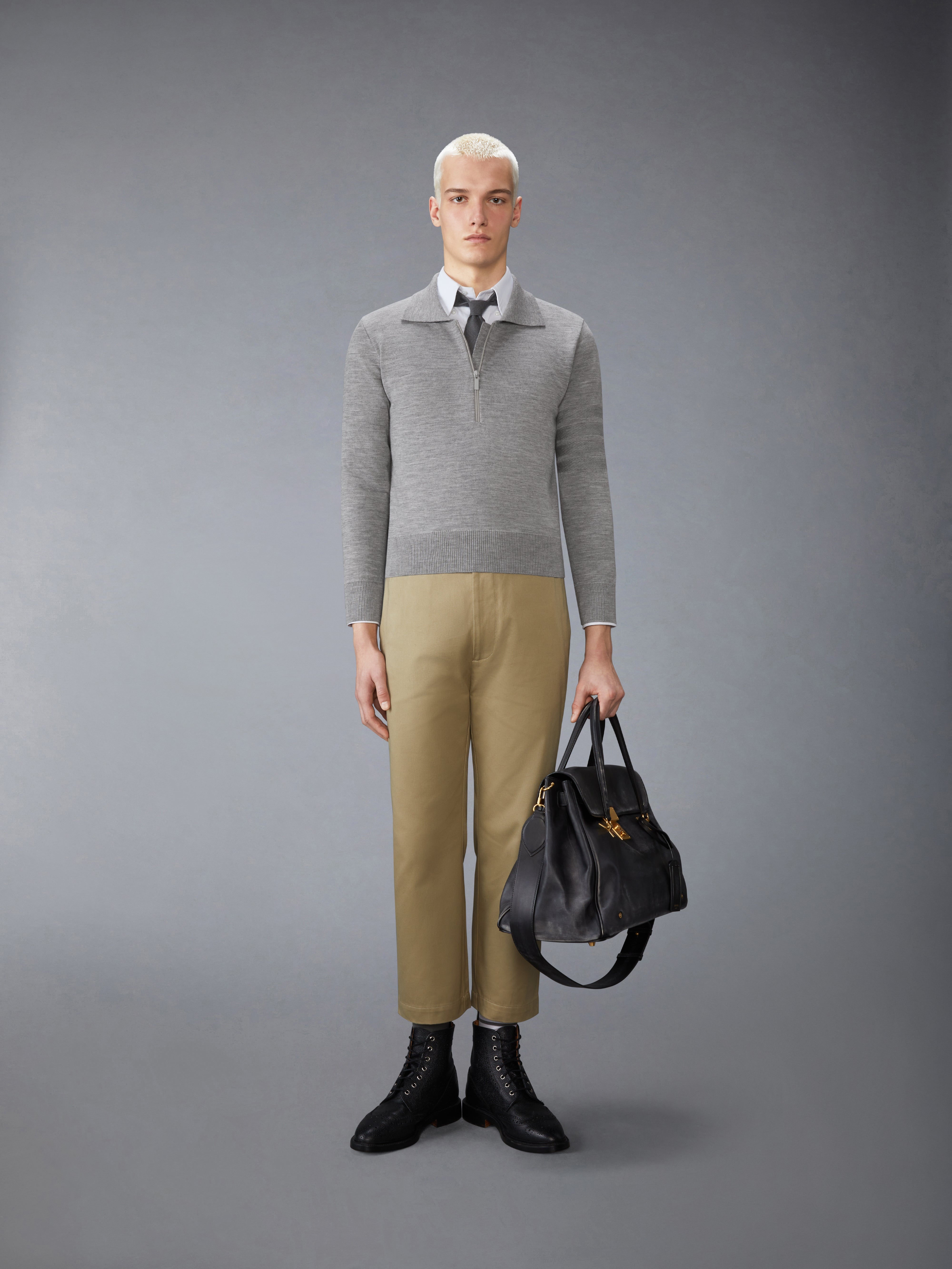 MERINO WOOL DOUBLE FACE 4-BAR HALF ZIP PULLOVER - 4