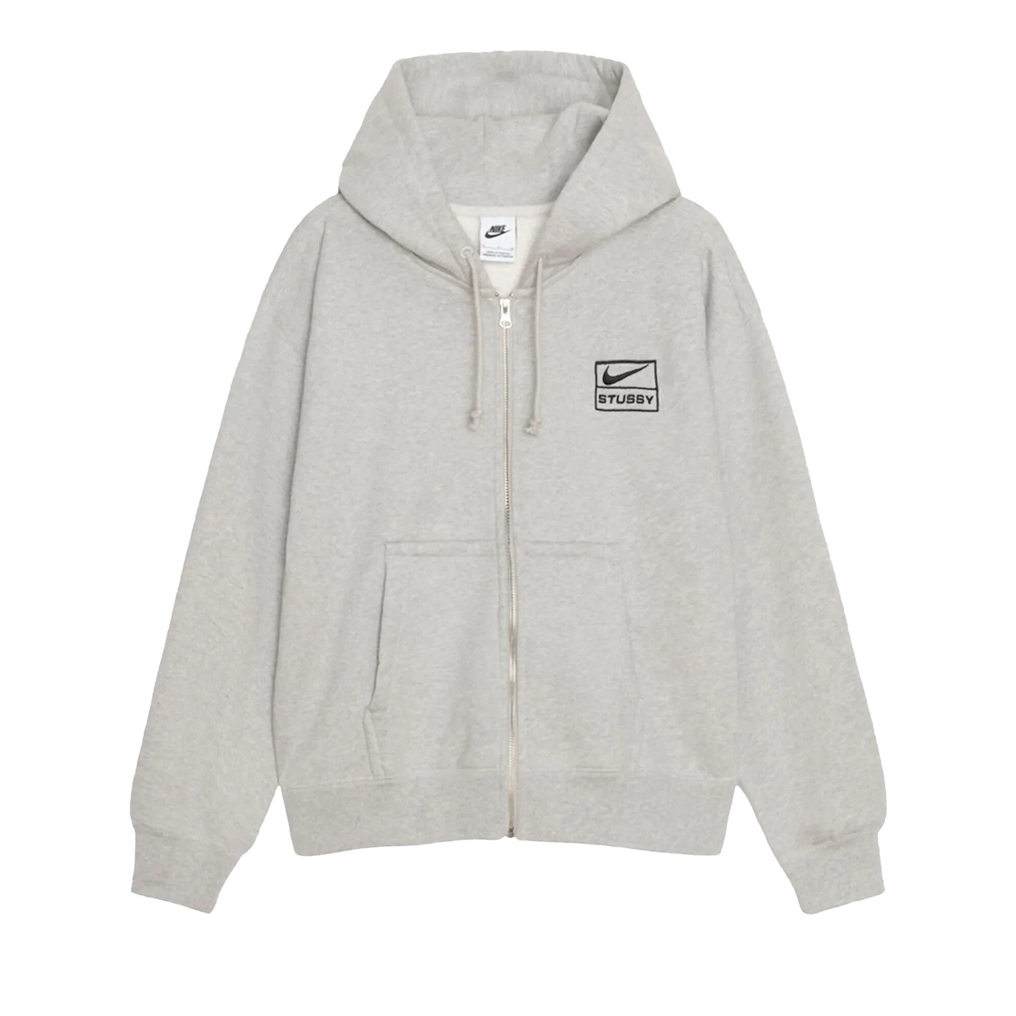 Stussy x Nike Fleece Zip Up Hoodie (Asia Sizing) 'Grey' - 1