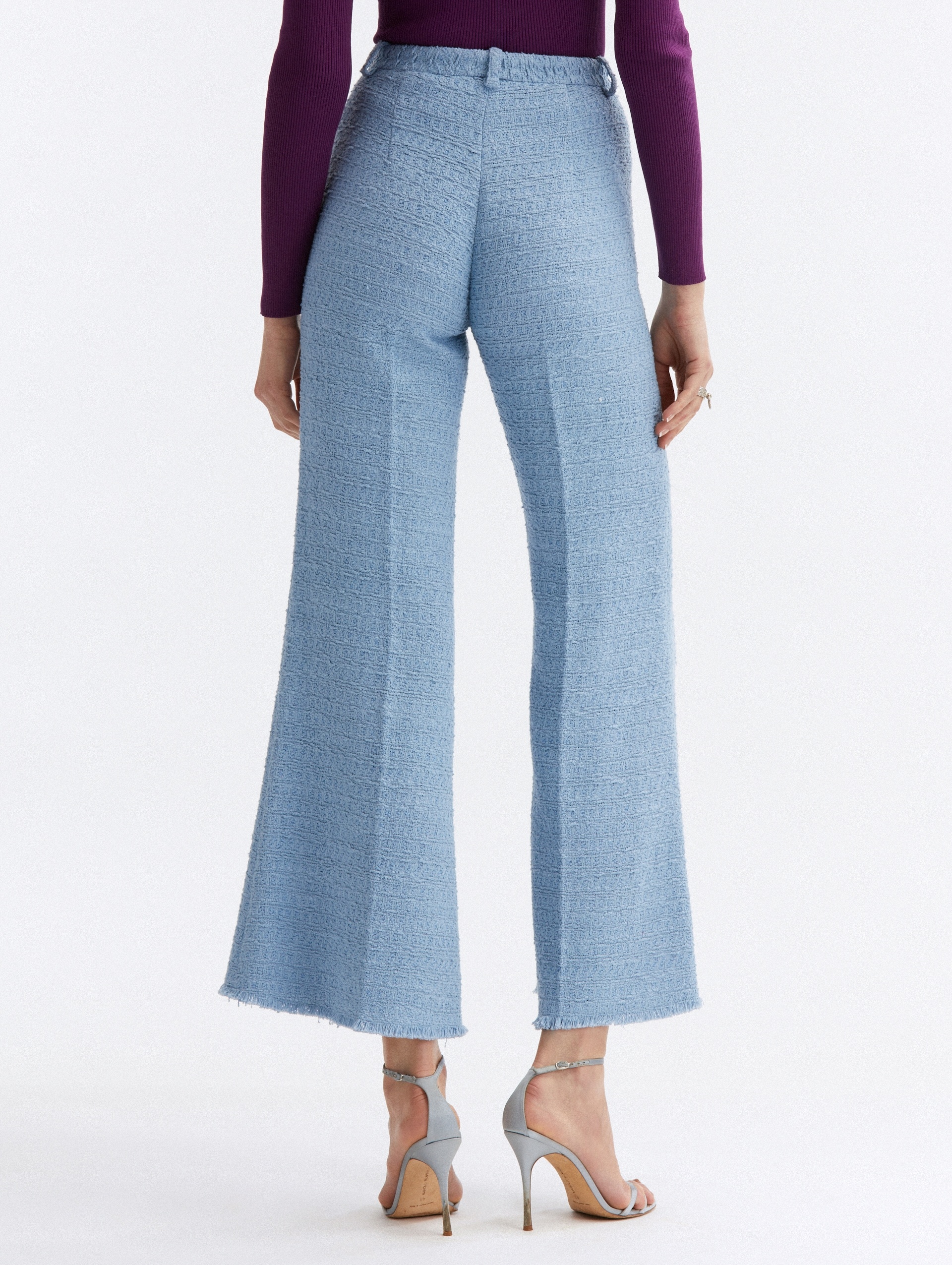 HIGH WAISTED TWEED FLARE PANTS - 4