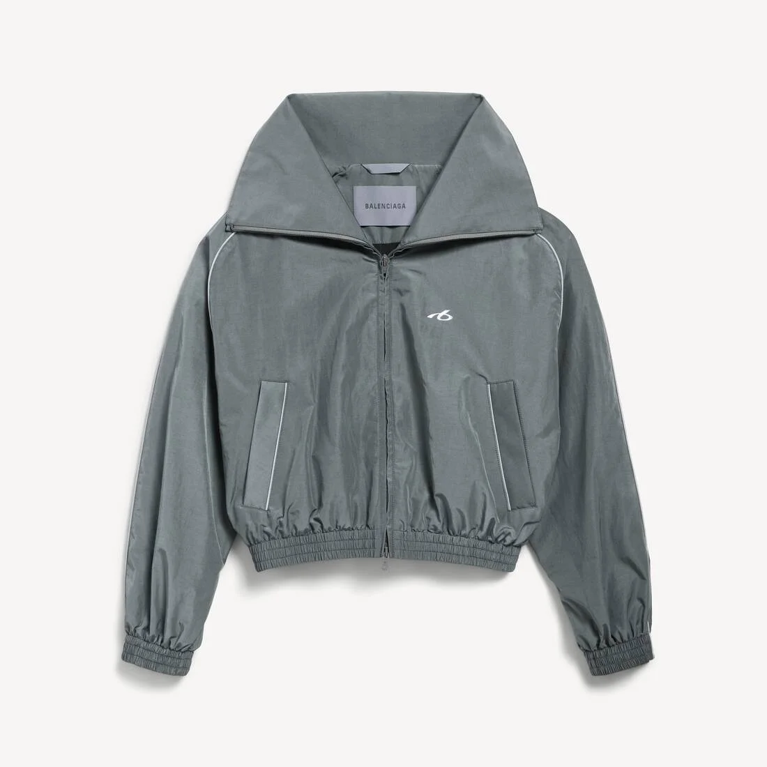 Women's Bodies High Collar Tracksuit Jacket in Elephant Grey - 1