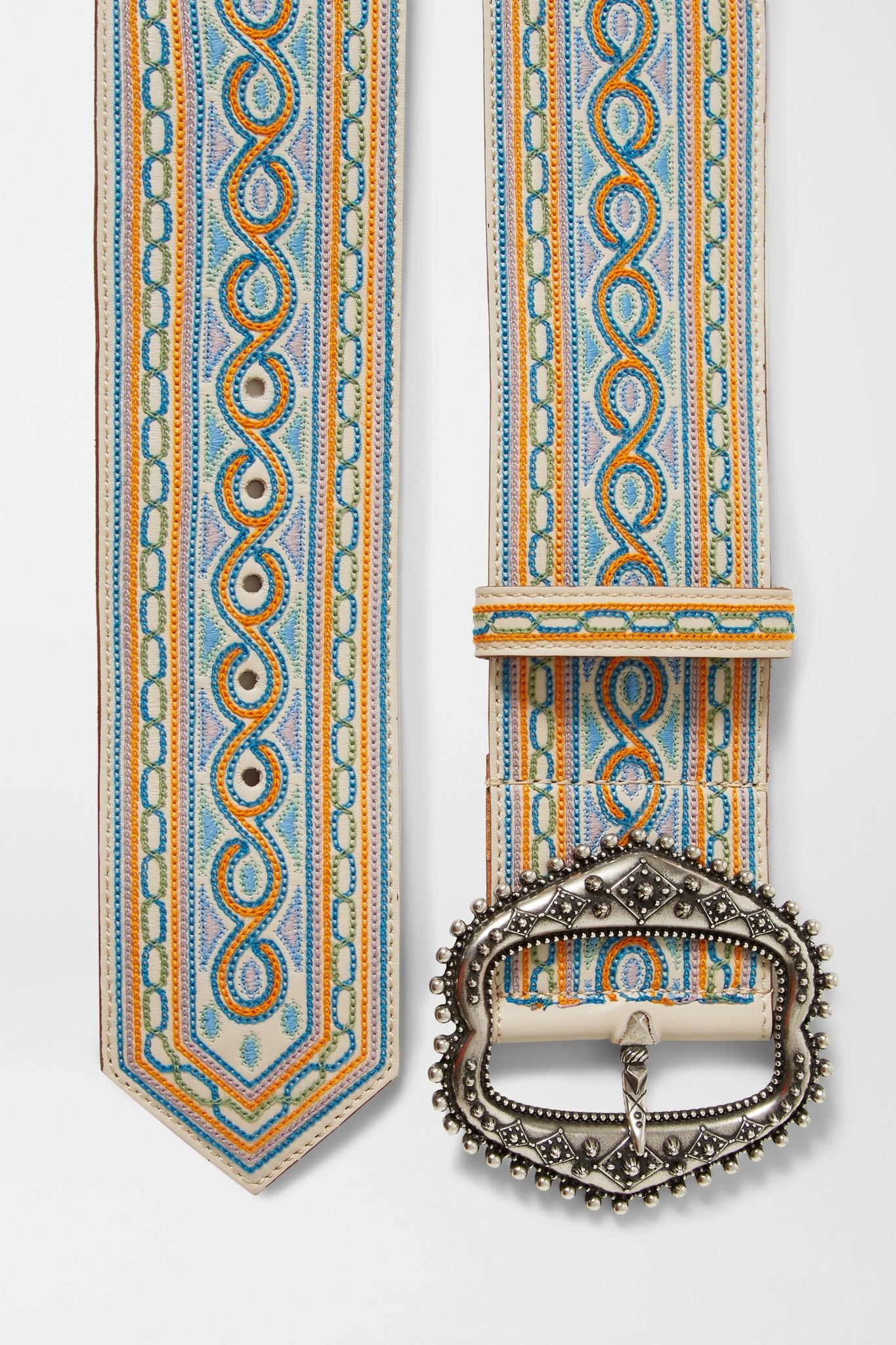 Embroidered leather belt - 3