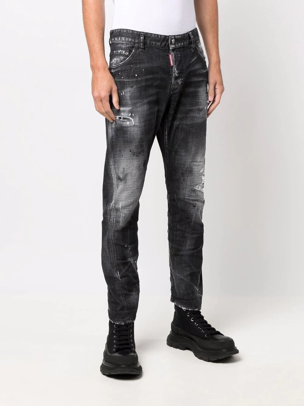 faded distressed slim-fit jeans - 3