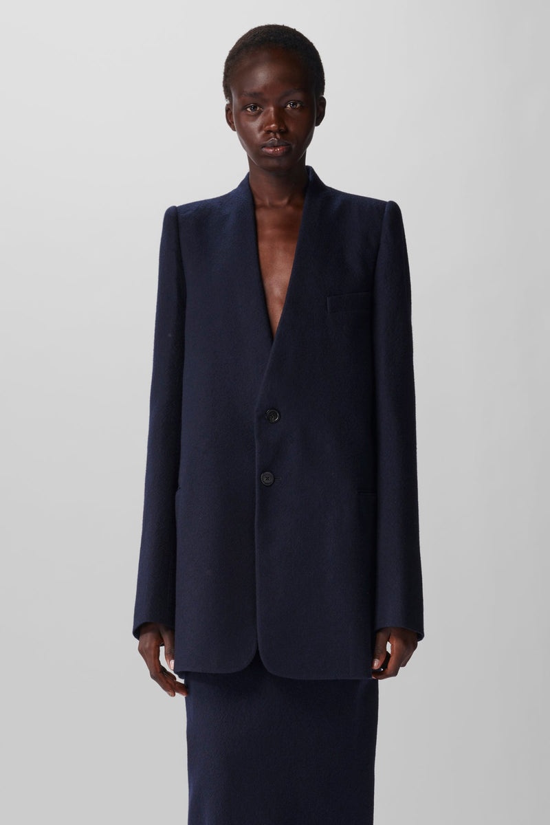 Grabiëlle Collarless Jacket Brushed Wool - 1
