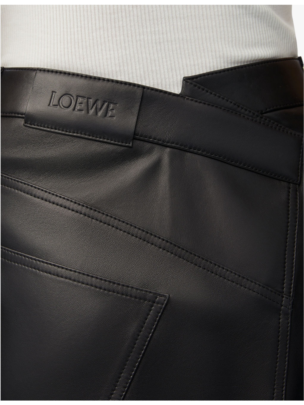 Mid-rise asymmetric leather midi skirt - 4