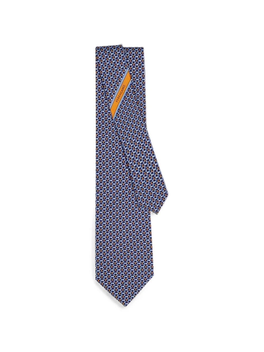 Gancini links print silk tie - 1