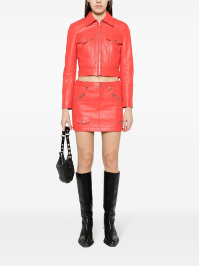 Moschino cropped leather biker jacket outlook