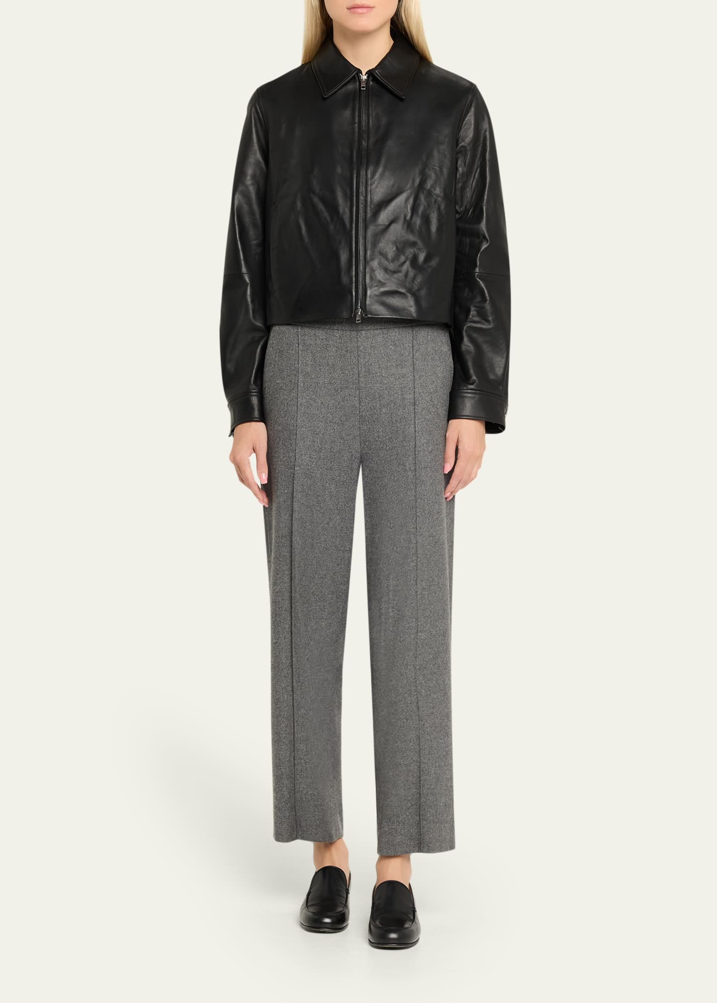 Cropped Faux Leather Jacket - 2