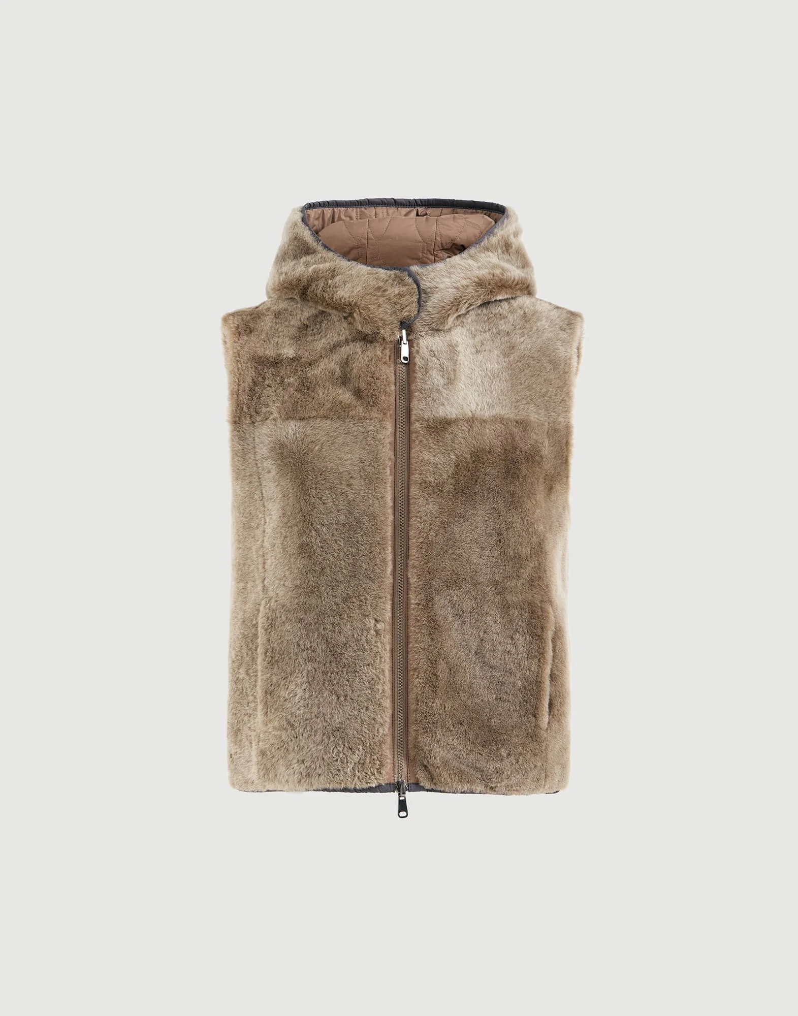 Shearling reversibile vest with Thermore® padding and hood - 1
