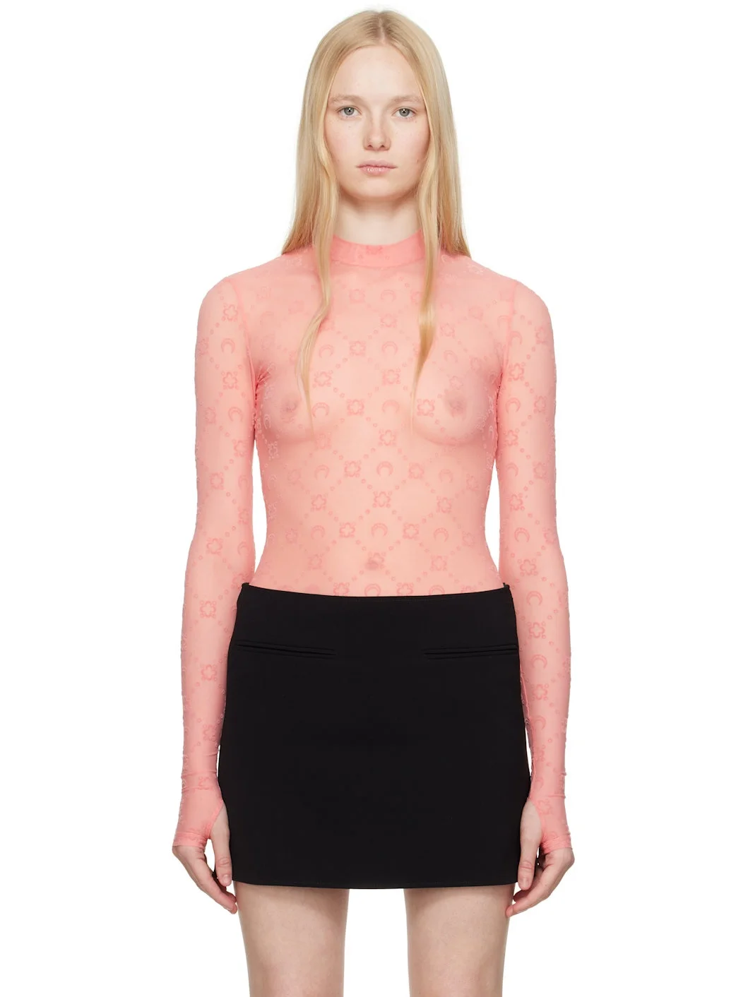 SSENSE Exclusive Pink Moonogram Flock Second Skin T-shirt - 1