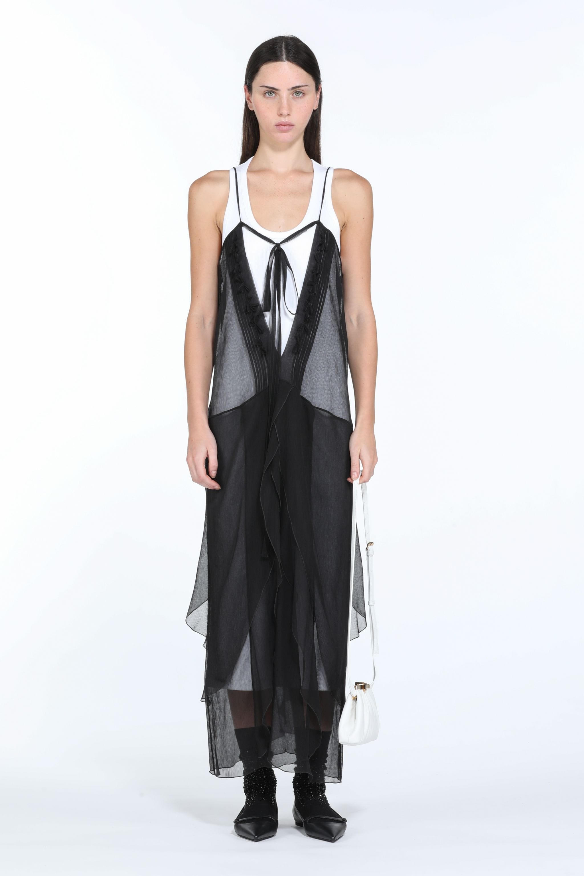 RUFFLED SILK DRESS - 4