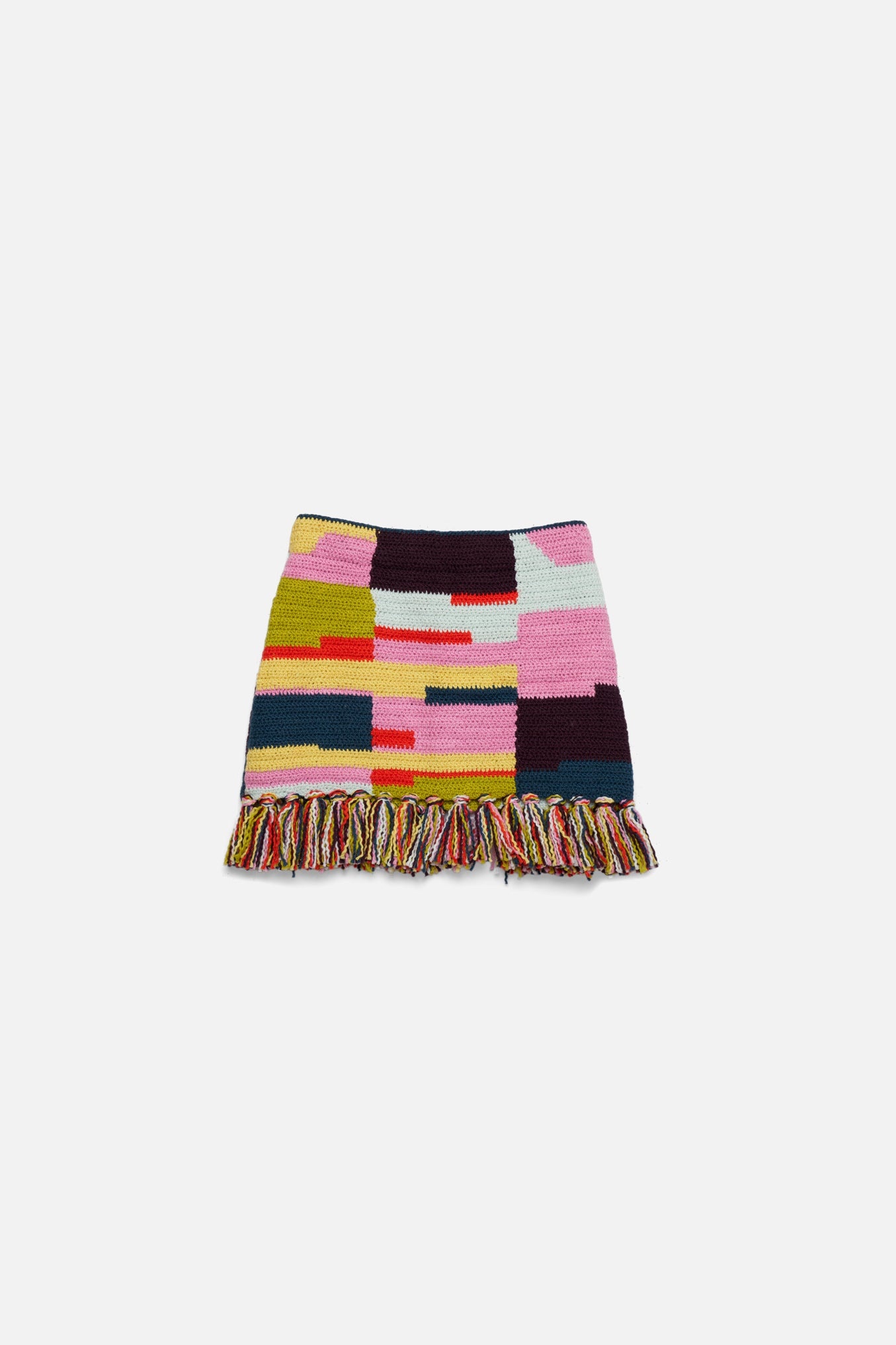 HAND KNIT MINI FRINGE SKIRT - 1