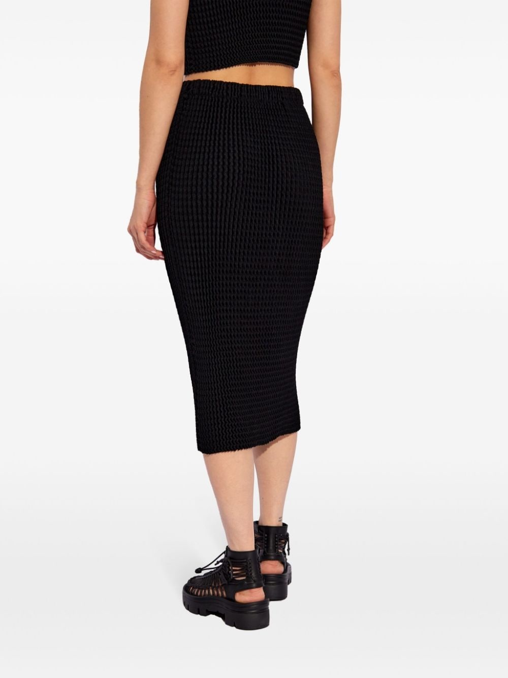 seersucker midi pencil skirt - 4
