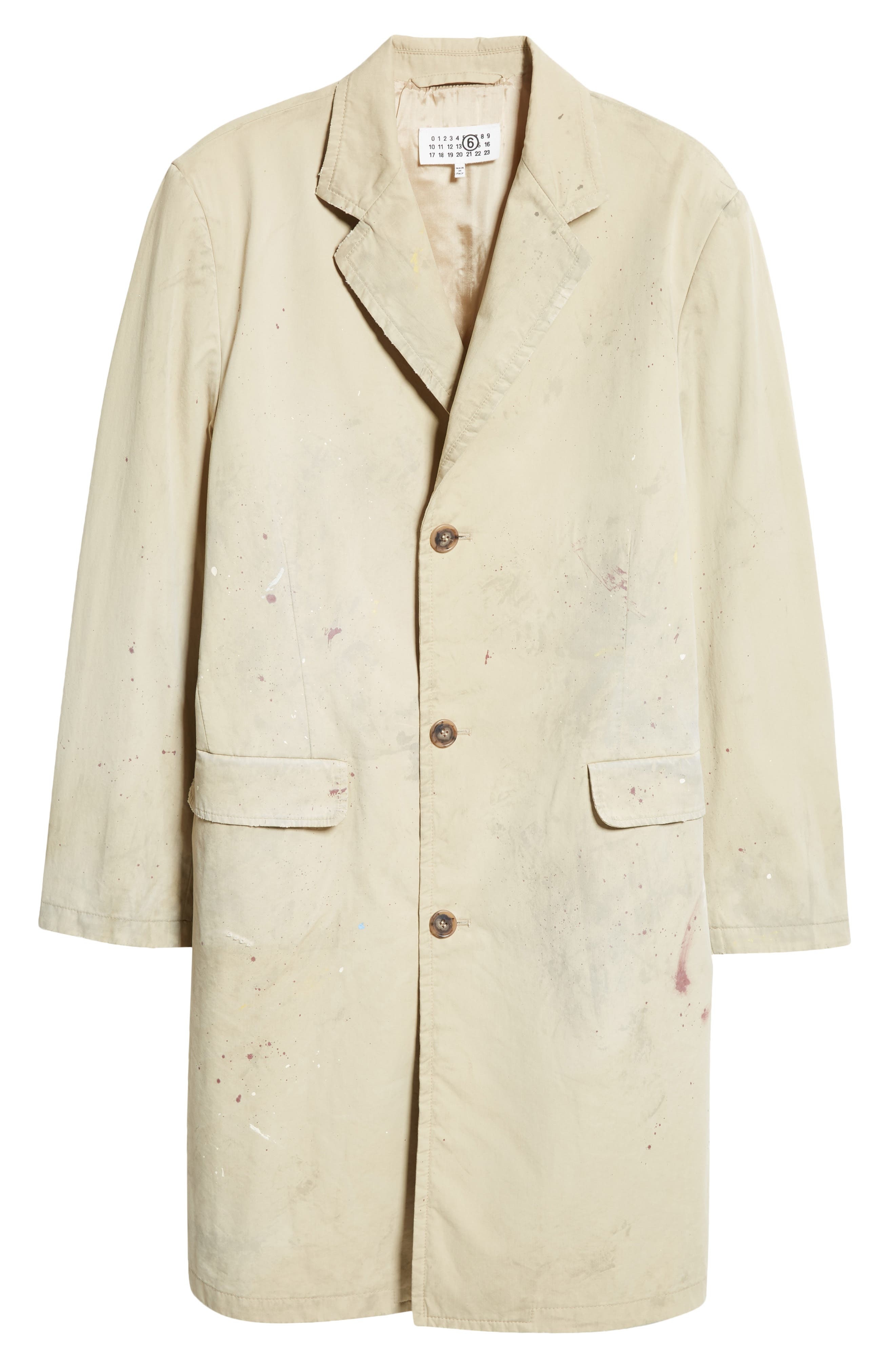 MM6 Maison Margiela Paint Splatter Gabardine Car Coat in Beige at Nordstrom - 7