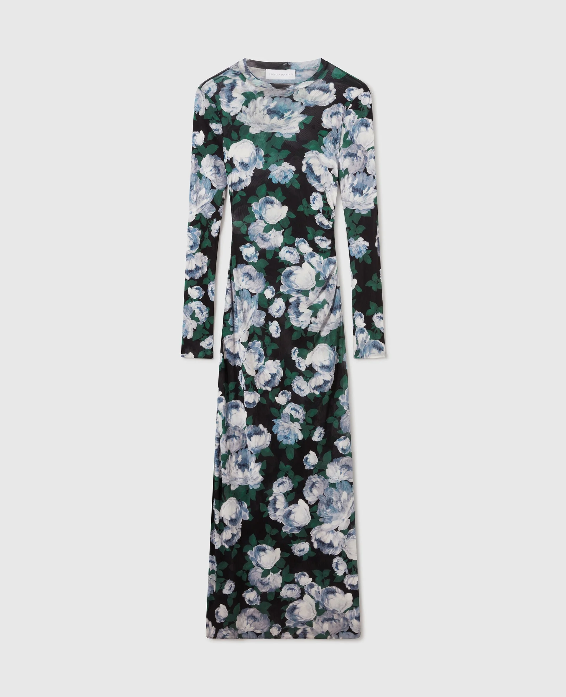 Floral Long-Sleeve Mesh Midi Dress - 1