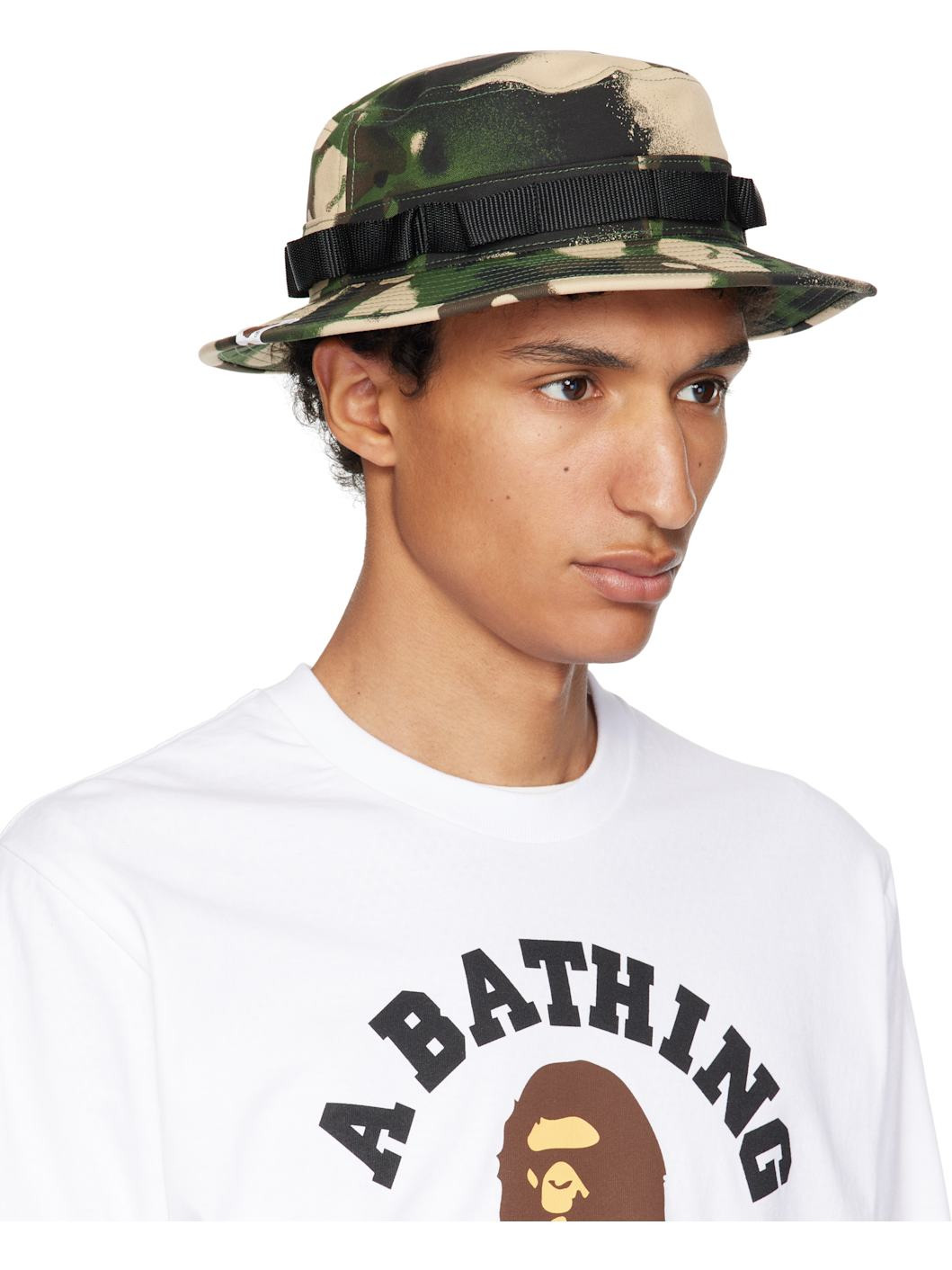 Green & Beige Map Camo Military Bucket Hat - 2