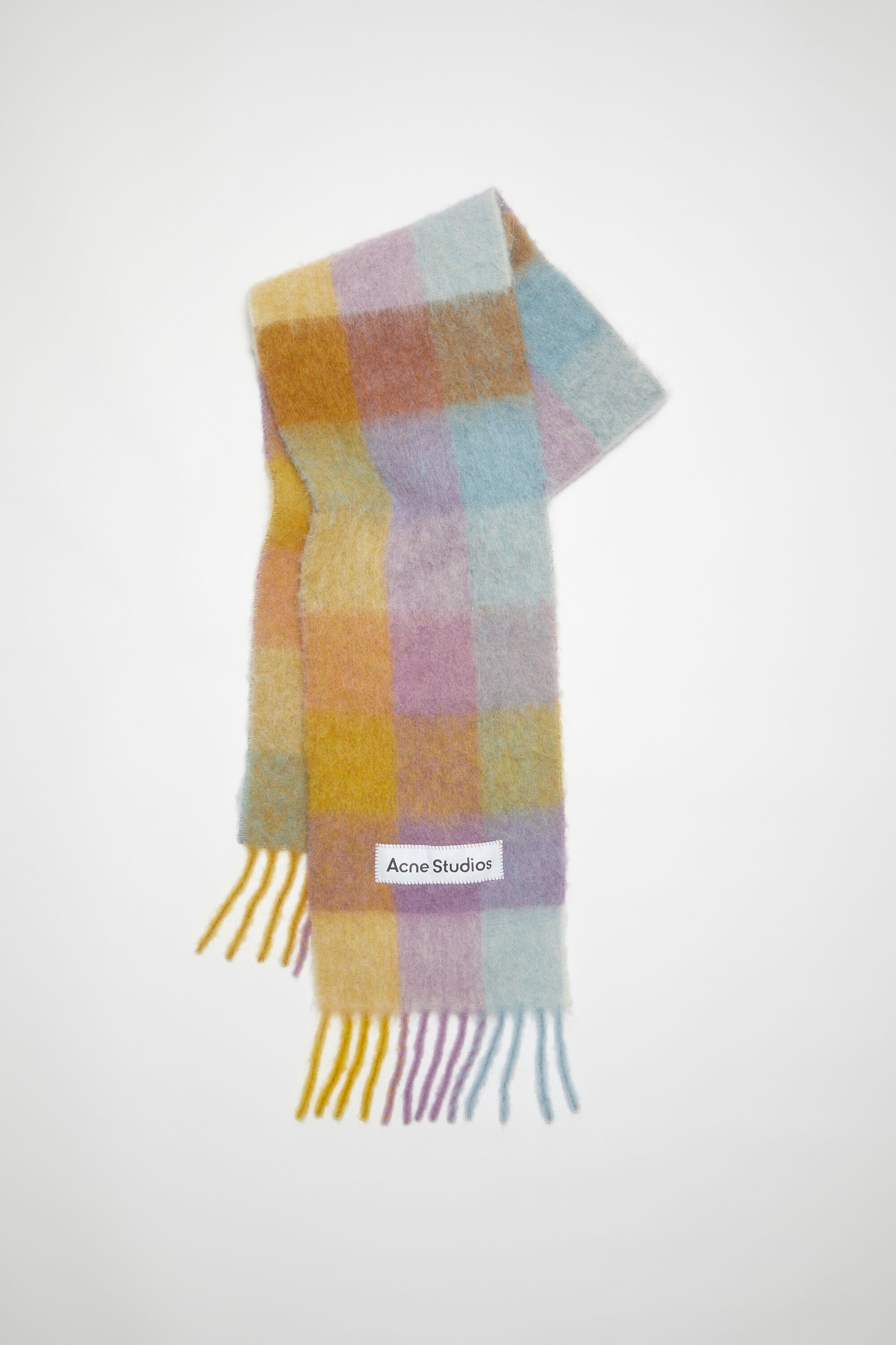 Acne Studios check-print wool scarf - Purple