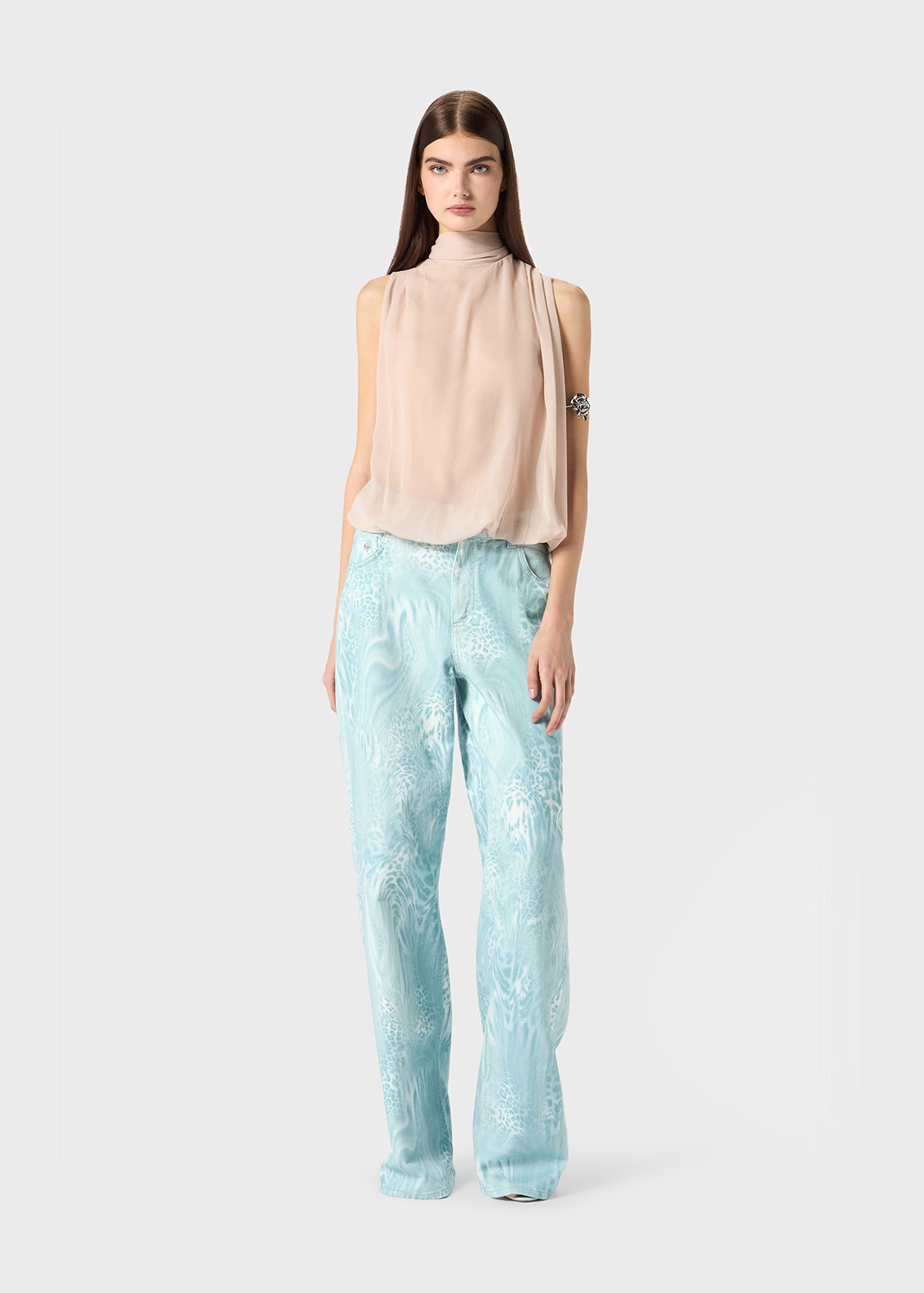 GEORGETTE TOP WITH SCARF - 2